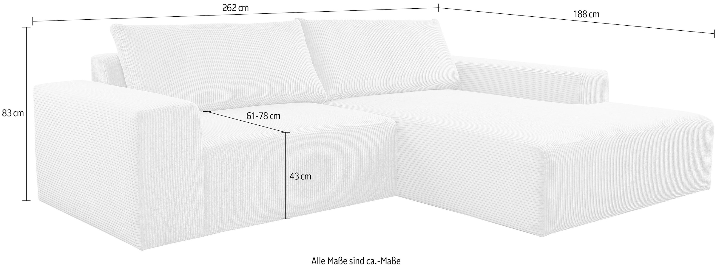 WERK2 Ecksofa »Rio kubisches, aktuelles Design, breite Armlehnen, bequem, viel Platz« Cord, L-Form