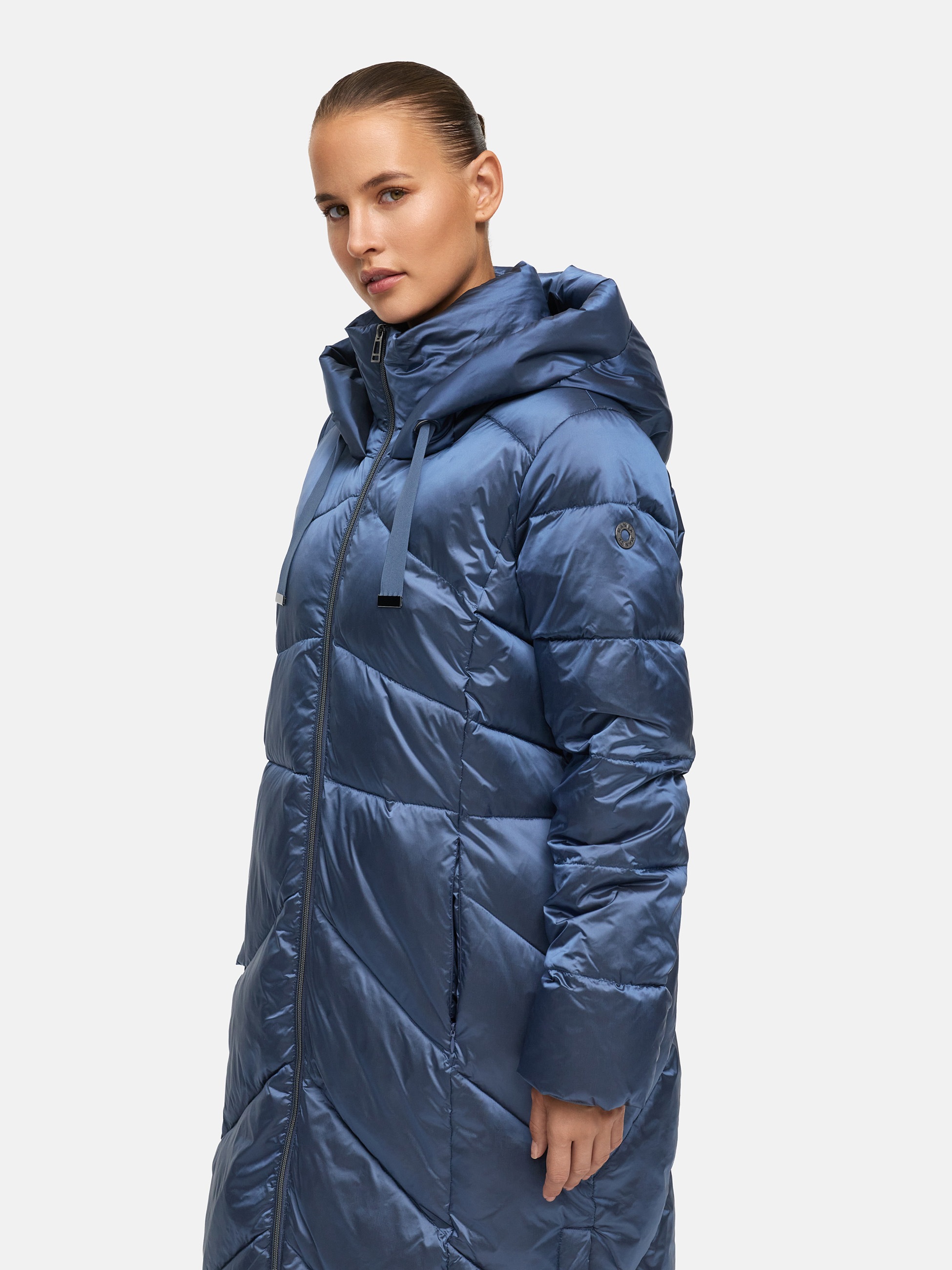 MANISA Steppmantel mit Stehkragen und fester Kapuze und dekorativen Strickb günstig online kaufen