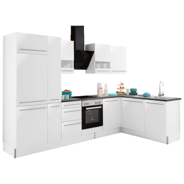 OPTIFIT Winkelküche »Bern«, mit E-Geräten, Stellbreite 320 x 175 cm, mit  höhenverstellbaren Füßen kaufen | BAUR