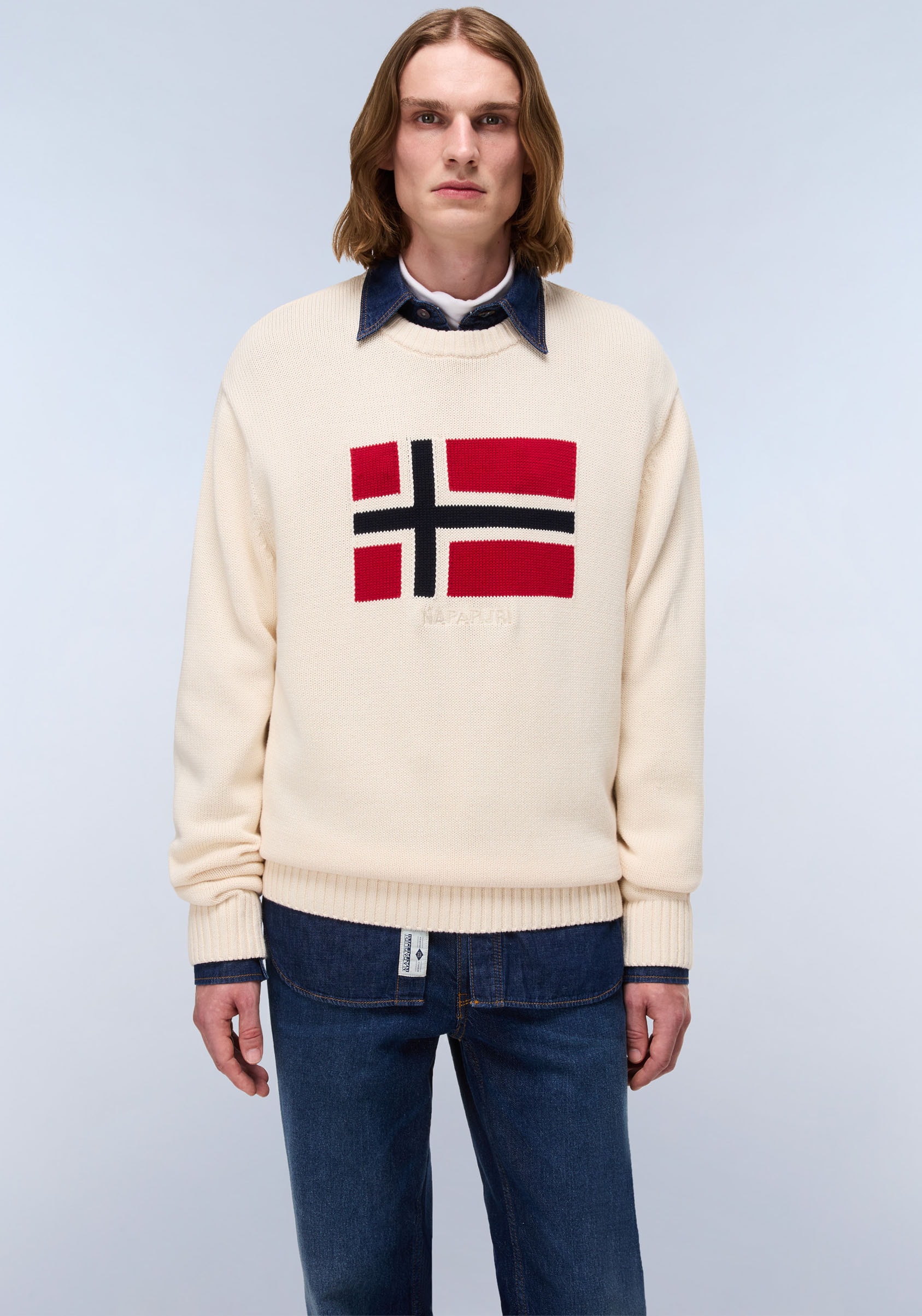 Napapijri Strickpullover "MURA", Rundhals, Rippbündchen, Markenstickerei günstig online kaufen