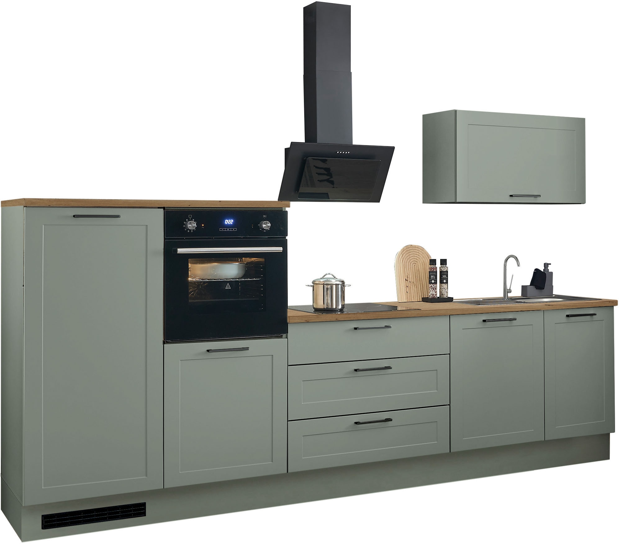 BASIC by Balculina Küchenzeile »Marsi«, Breite 320 cm, höhenverstellbare Füße, mit Soft-Close-Funktion