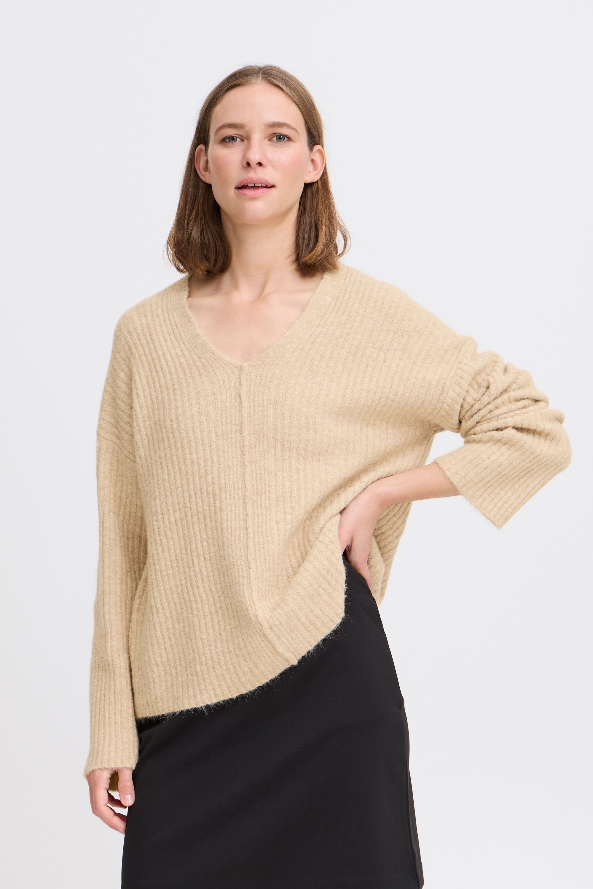 b.young Strickfleece-Pullover »Strickpullover BYOMEA V-NECK JUMPER -«