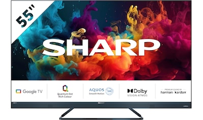 LED-Fernseher »SHARP 55FQ5EG Quantum Dot Google TV 139 cm (55 Zoll) 4K Ultra HD QLED«,...