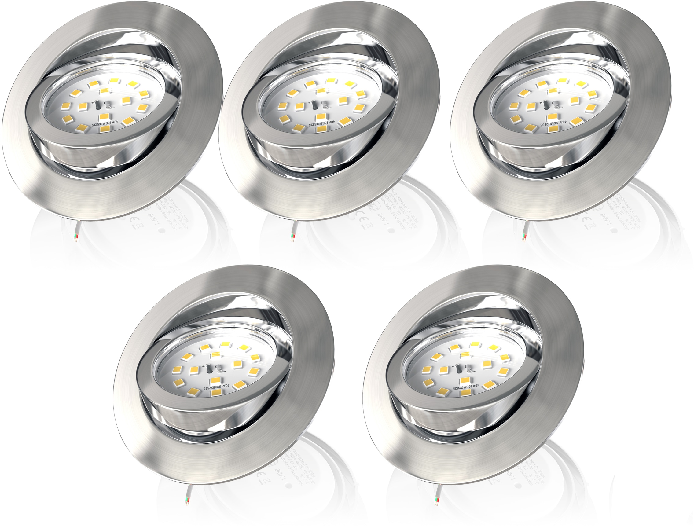B.K.Licht LED Einbauleuchte, 3-stufig, schwenkbar LED dimmbar, Einbaustrahler, 5 flammig-flammig, Wandschalter, | BAUR
