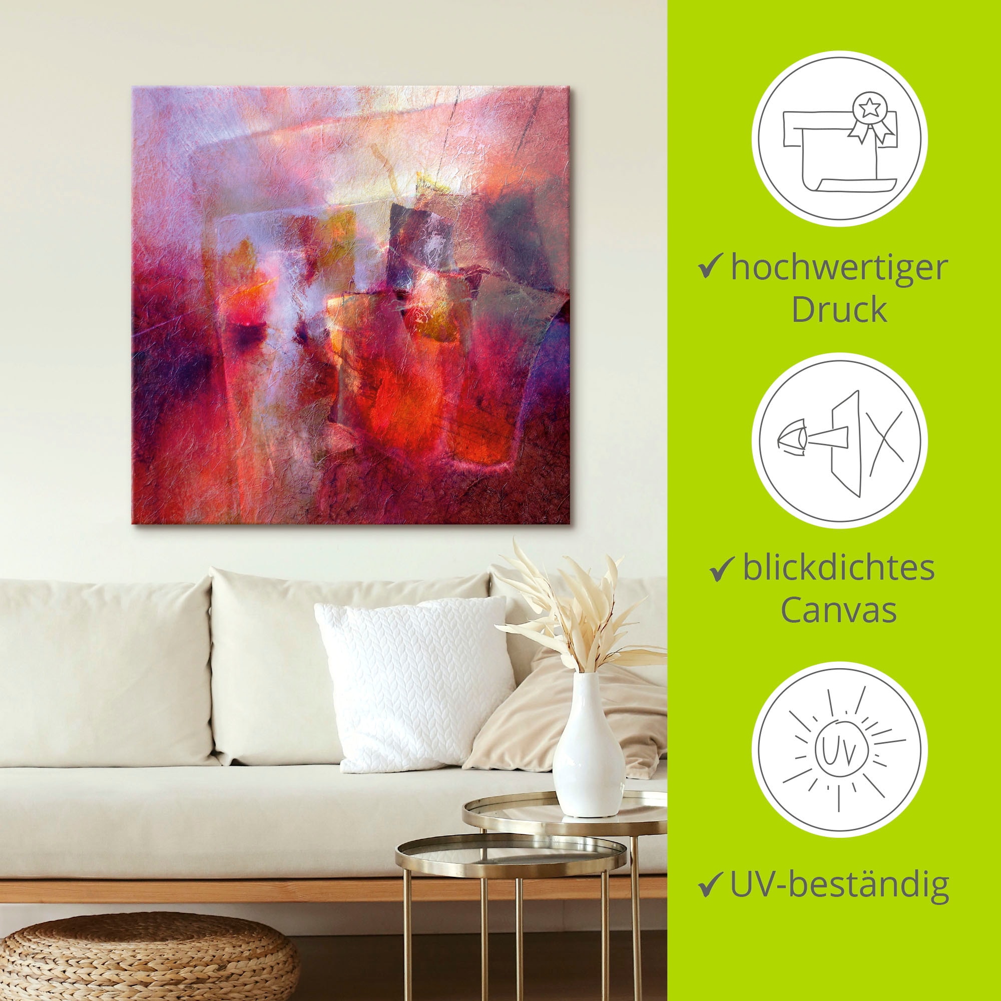 Artland Wandbild »Sommer Abstrakt«, Gegenstandslos, (1 St.), als Leinwandbild, Poster in verschied. Größen