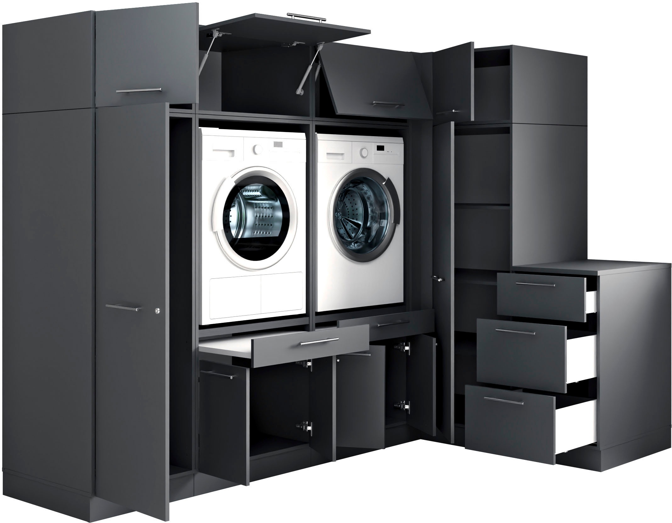 Laundreezy Mehrzweckschrank-Set »Laundreezy, 9-tlg. Mehrzweckschrank-Set B/H/T 253/200/68 cm« 9 Stk. tlg.