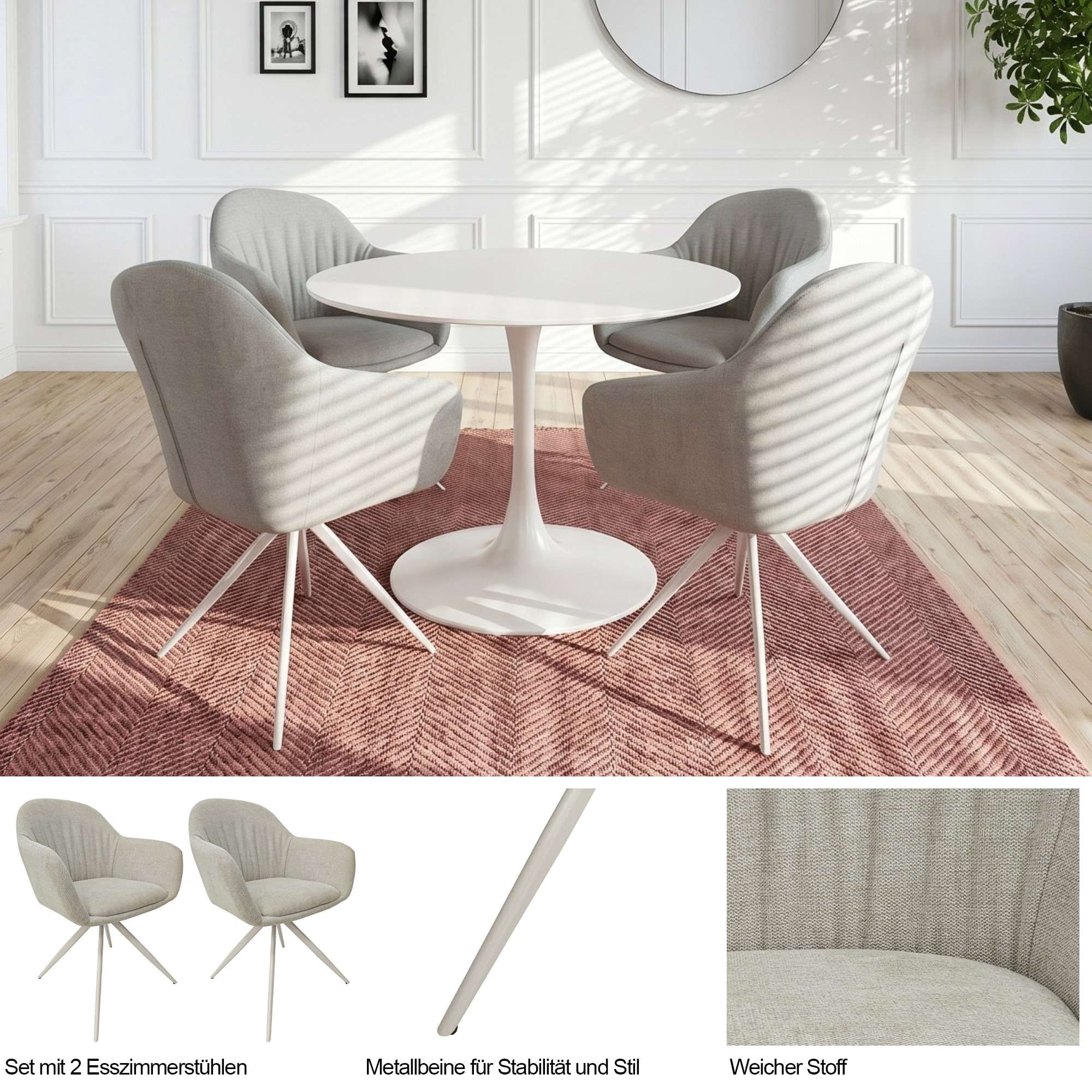 OTTO home Esszimmerstuhl »Avisio« () 2 Stk.Gepolsterte Rückenlehne, Armlehne und Sitzfläche, Sitzhöhe 50 cm