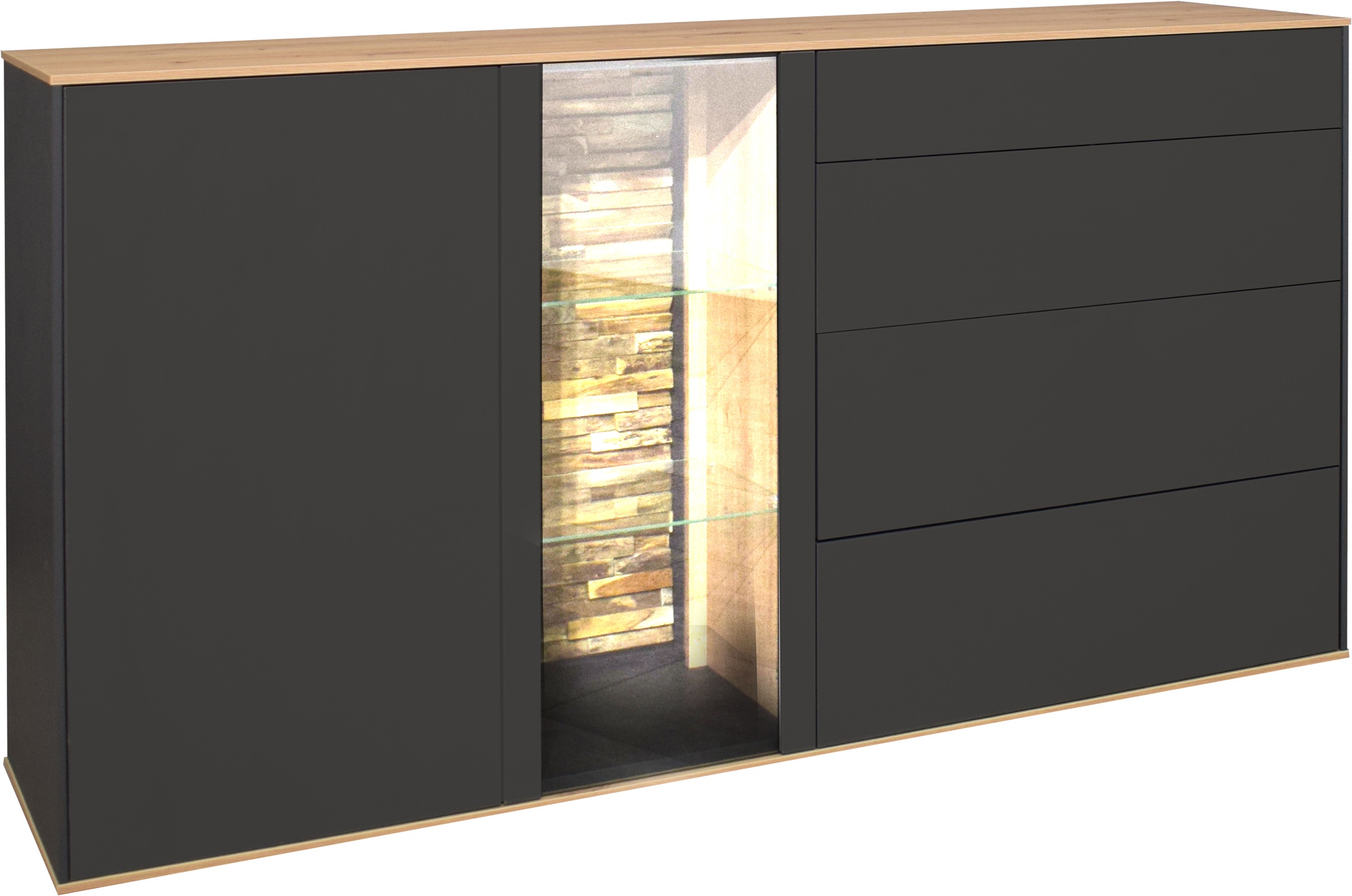 Mäusbacher Kommode, Faro Sideboard B 169 cm, inkl. Beleuchtung, Push to open Funktion