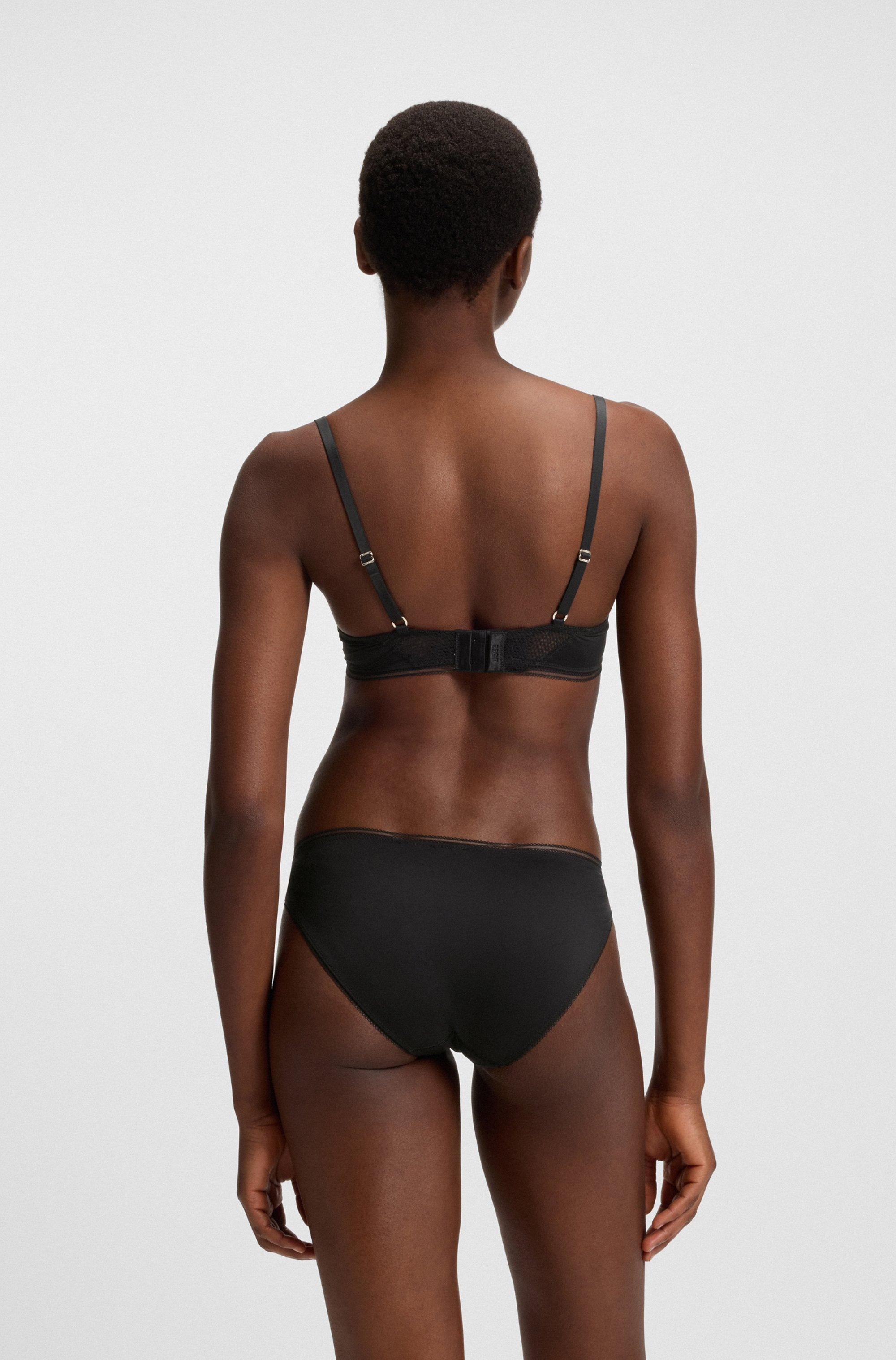 Slip BOSS "BRIEF B.PURE", Damen, Gr. S, schwarz (schwarz 001), Obermaterial: 75% Polyamid, 25% Elasthan, Unterhosen Slip, mit Spitzeneinsatz 7
