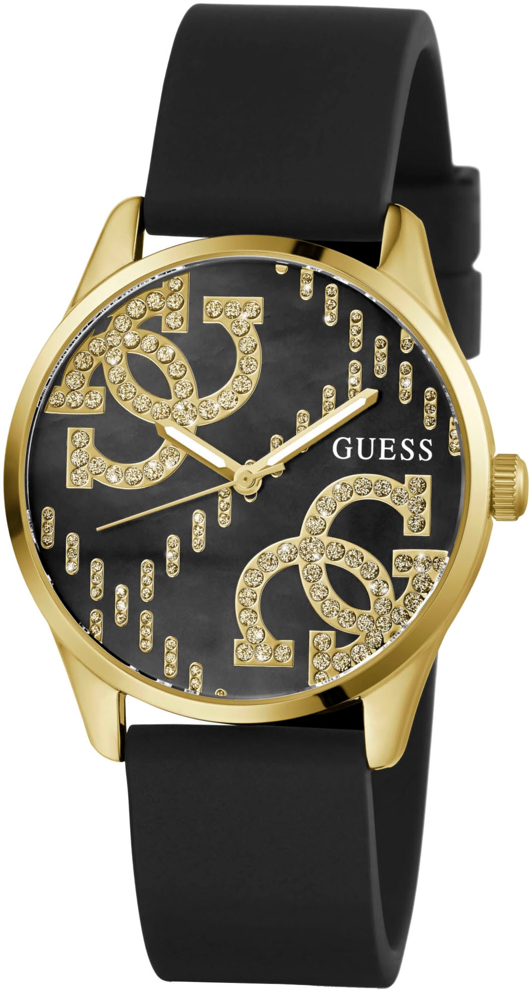 Guess Quarzuhr »G STITCH«, Armbanduhr, Damenuhr, Silikonarmband, Mineralglas, analog
