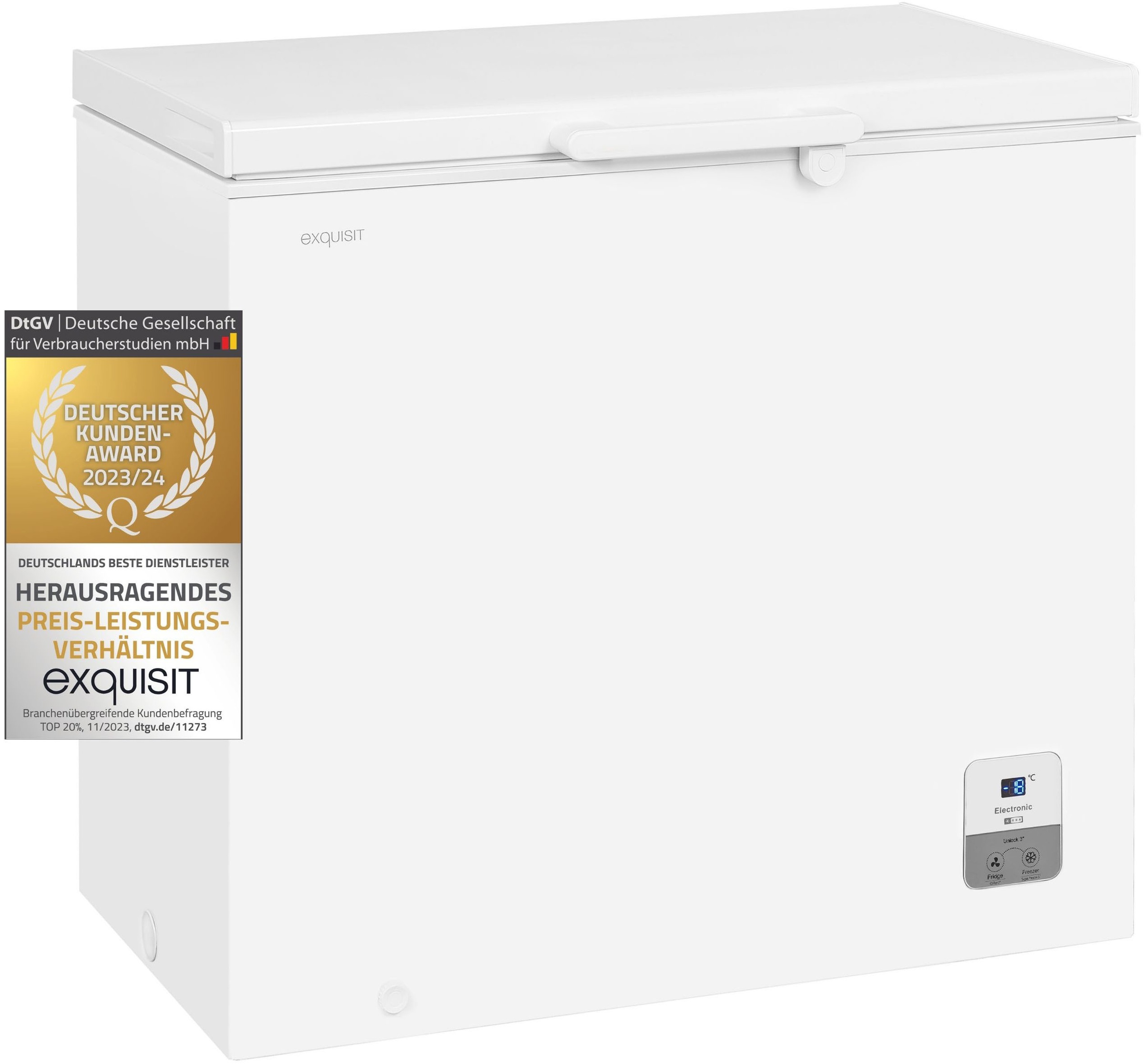 exquisit Gefriertruhe »GT200-HE-O11E weiss«, 85,3 cm hoch, 89,1 cm breit, mit Türschloss
