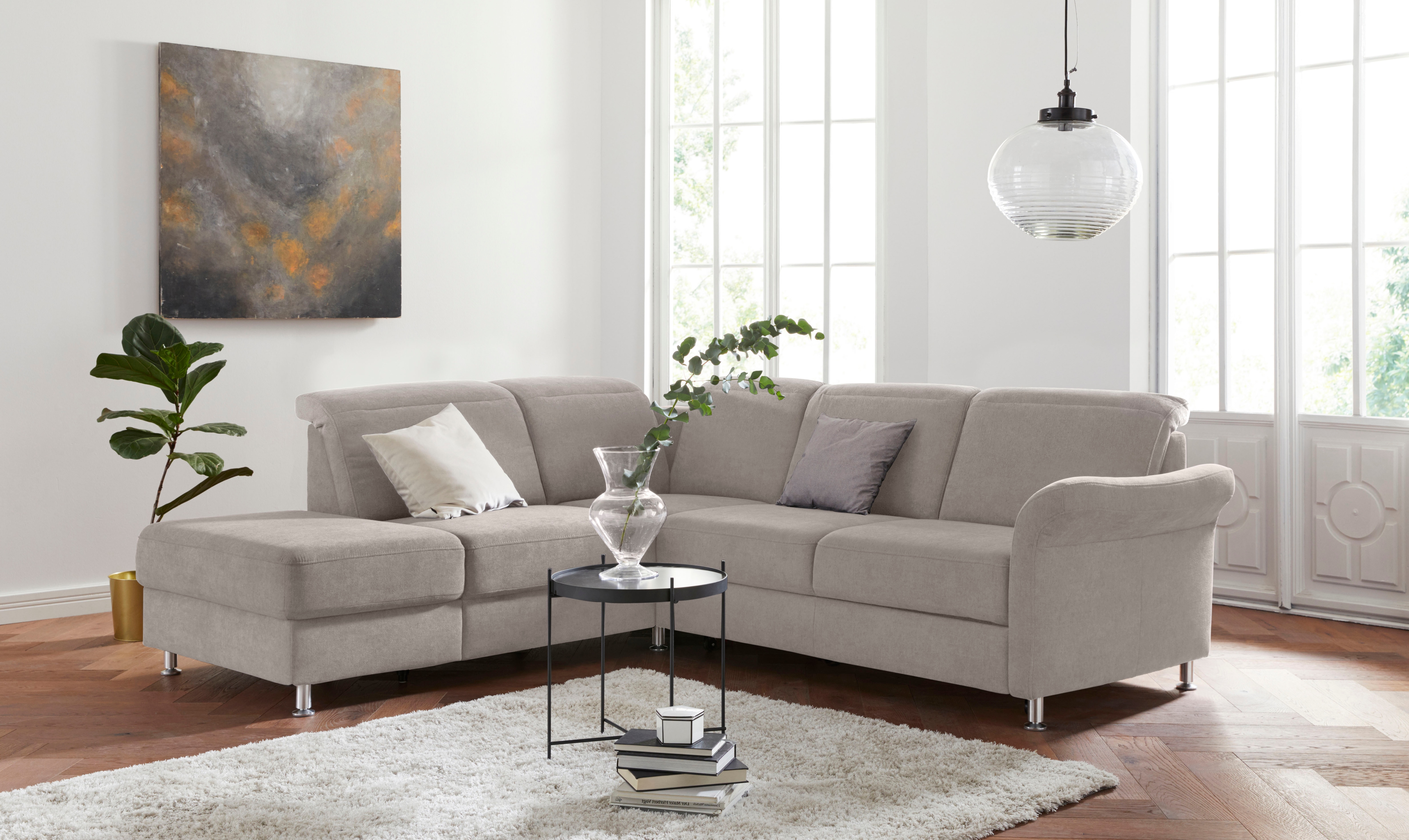 sit&more Ecksofa "Darwin L-Form" inklusive Federkern, wahlweise mit Kopfteilverstellung, Schlaffunktion