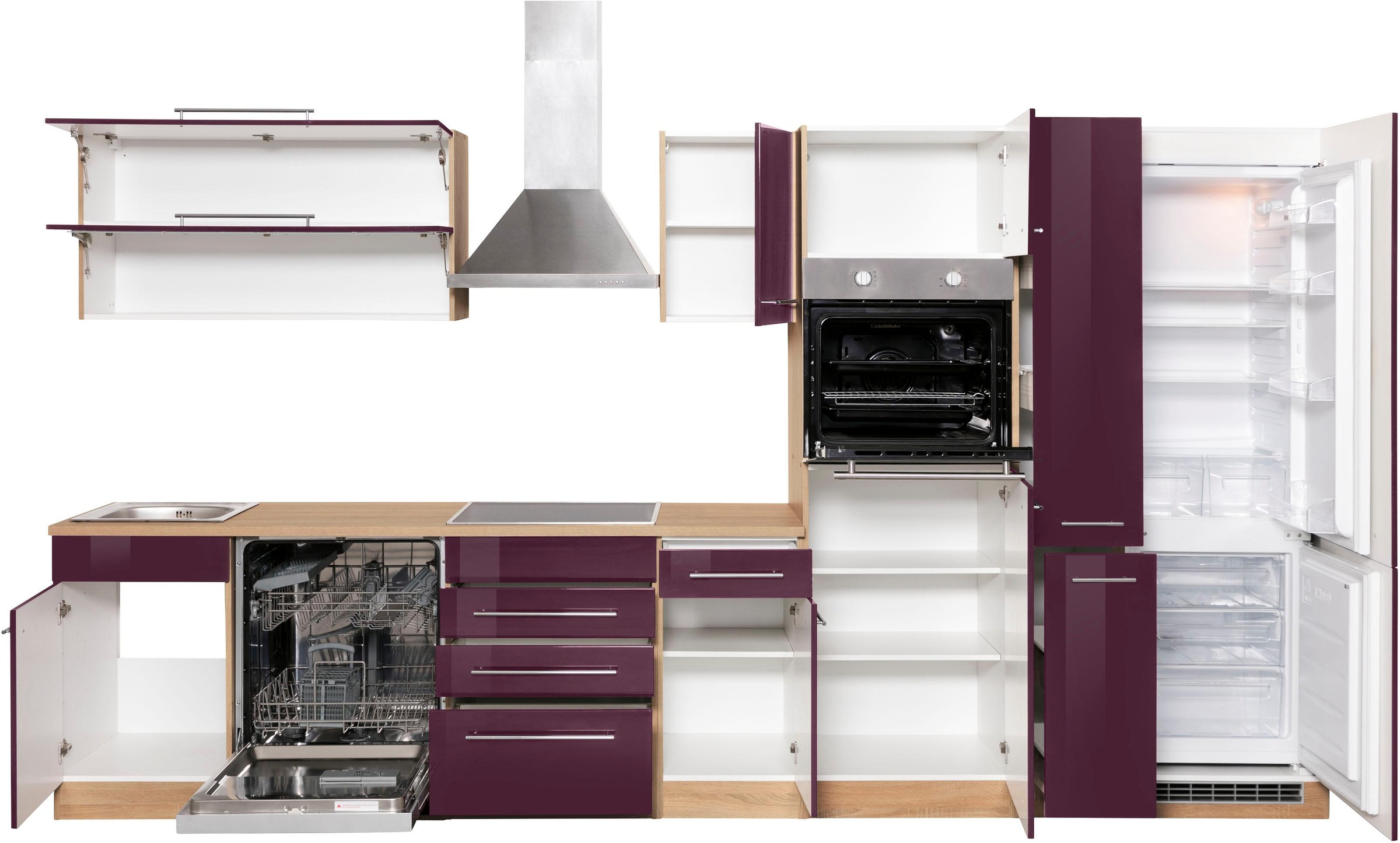 KOCHSTATION Küchenzeile »KS-Eton«, ohne E-Geräte, Breite 360 cm