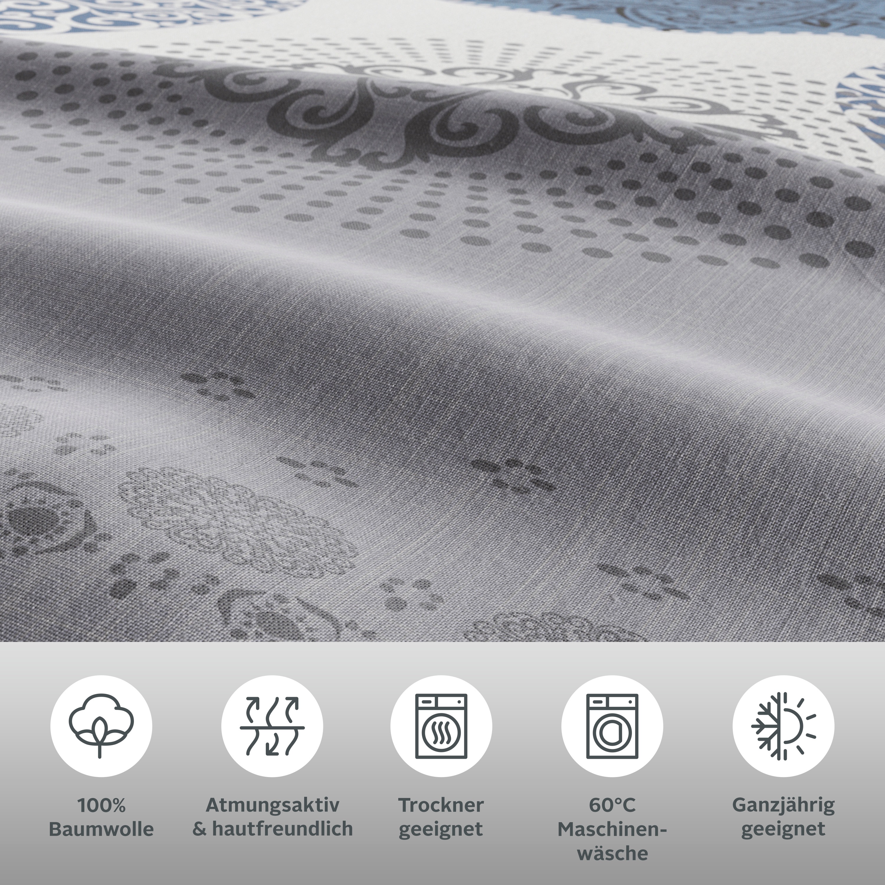 Thumbnail - my home Bettwäsche "Tesso in Gr. 135x200, 155x220 oder 200x200 cm" 2 Bettwäsche mit Ornamenten und in verschiedenen Qual...