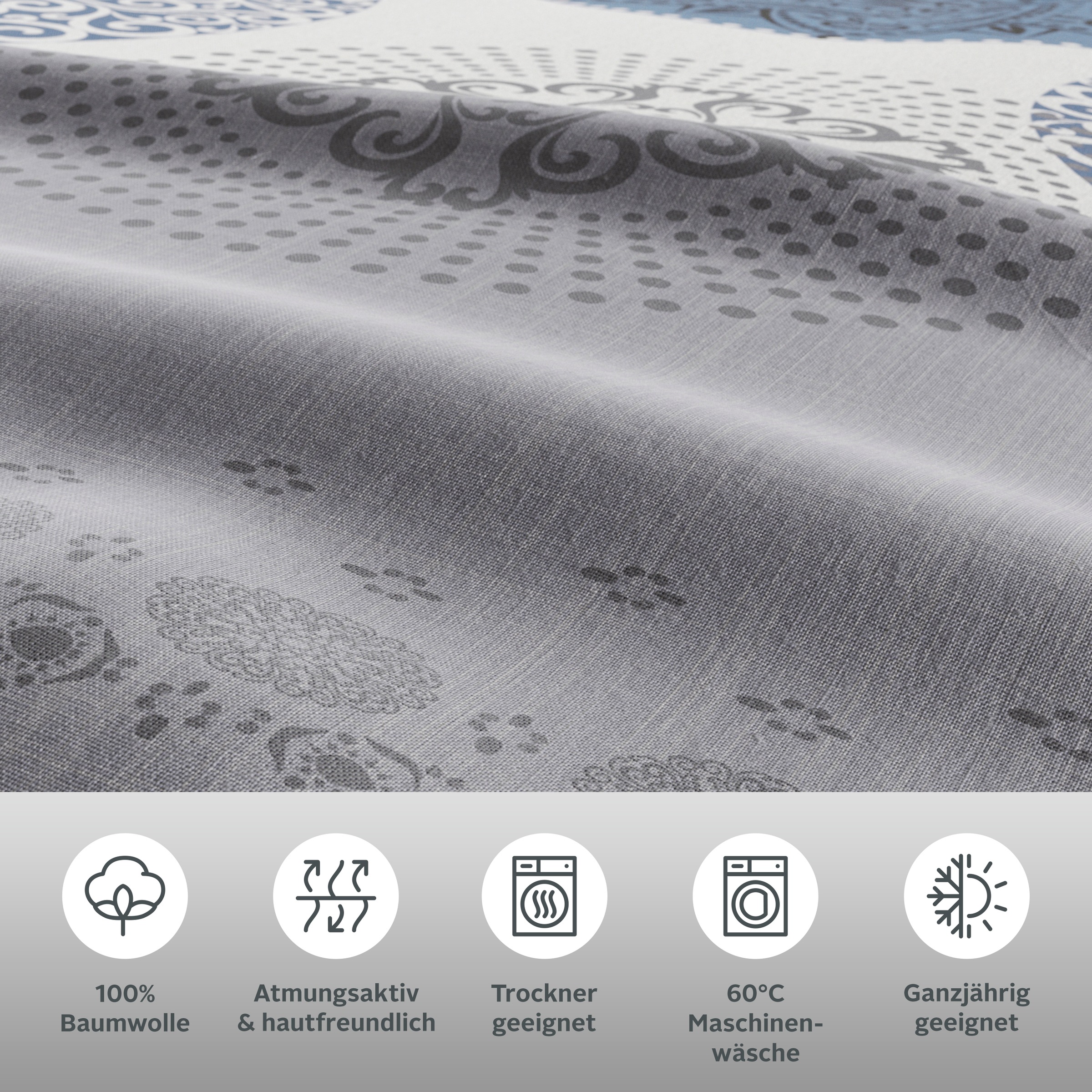 Thumbnail - my home "Tesso in Gr. 135x200, 155x220 oder 200x200 cm" 2 Bettwäsche mit Ornamenten und in verschiedenen Qualitäten