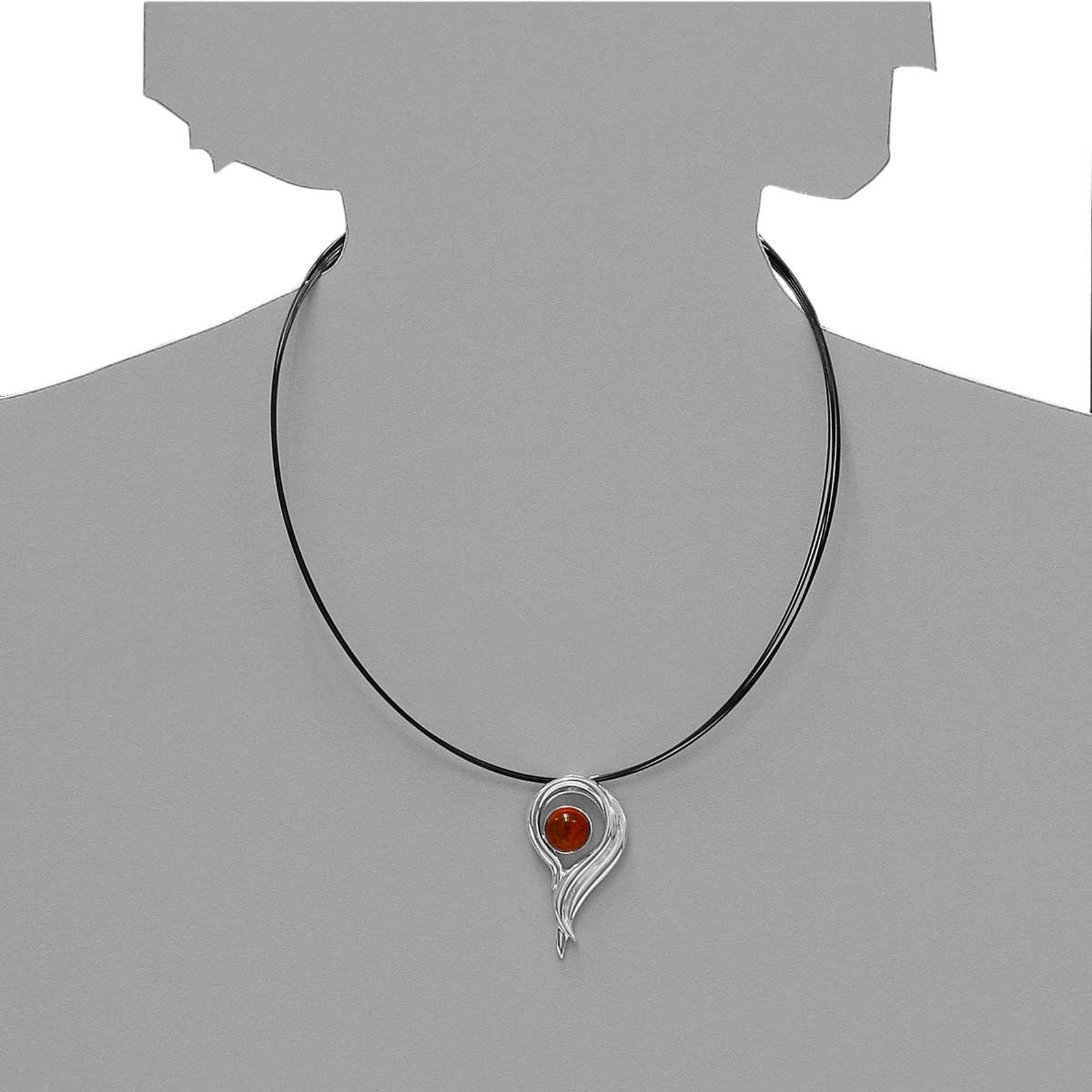 Kette mit Anhänger OSTSEE-SCHMUCK "- Vada - Silber 925/000 - Bernstein" Gr. 42, silber (silber 925, silberfarben, weiß), Halsketten, Damen, Silber 925 (Sterlingsilber) 2