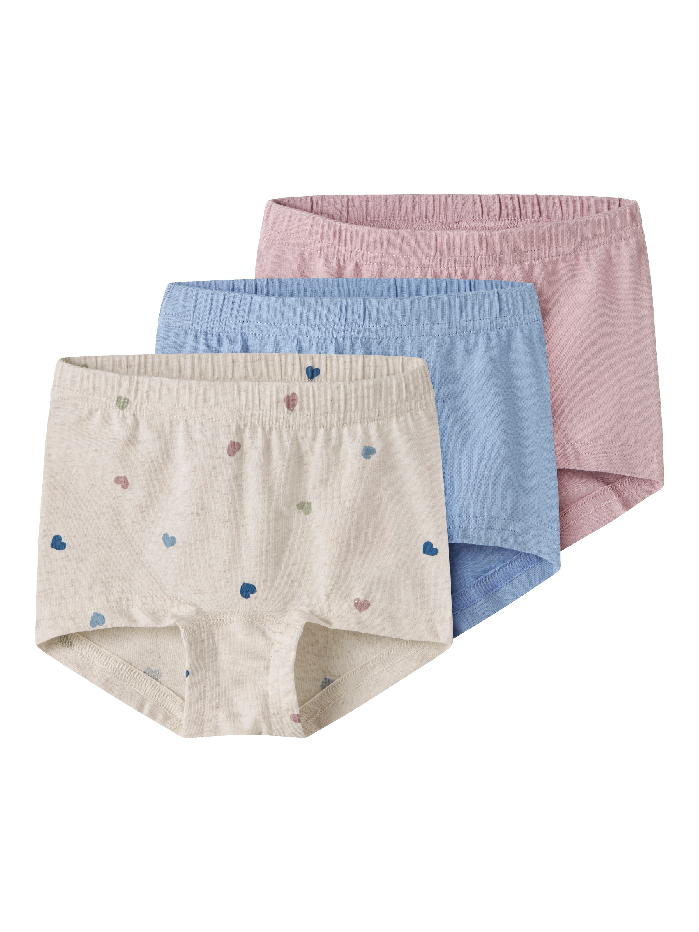 NAME IT Mädchen Hipster "NMFTIGHTS 3P PEYOTE HEARTS NOOS", Gr. 98peyote melange, Jersey, Obermaterial: 95% Baumwolle, 5% Elasthan, bedruckt,