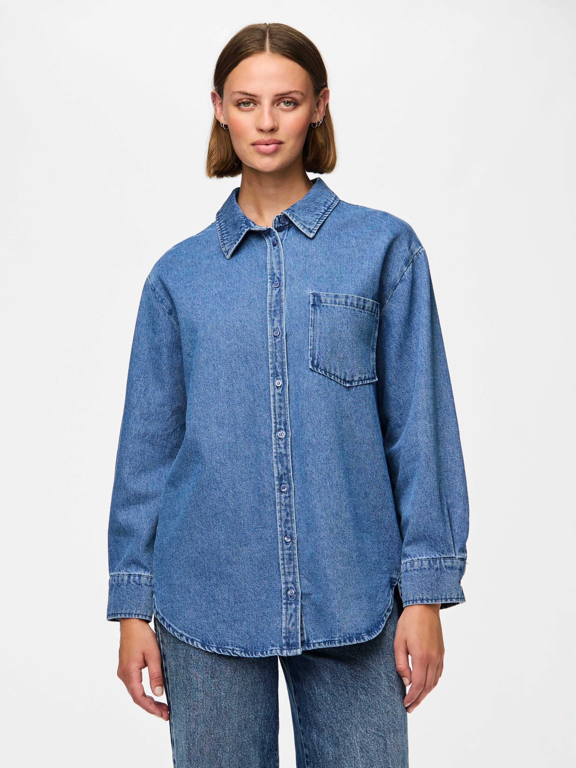 pieces Jeansbluse "PCMAISIE LS DENIM SHIRT NOOS BC"