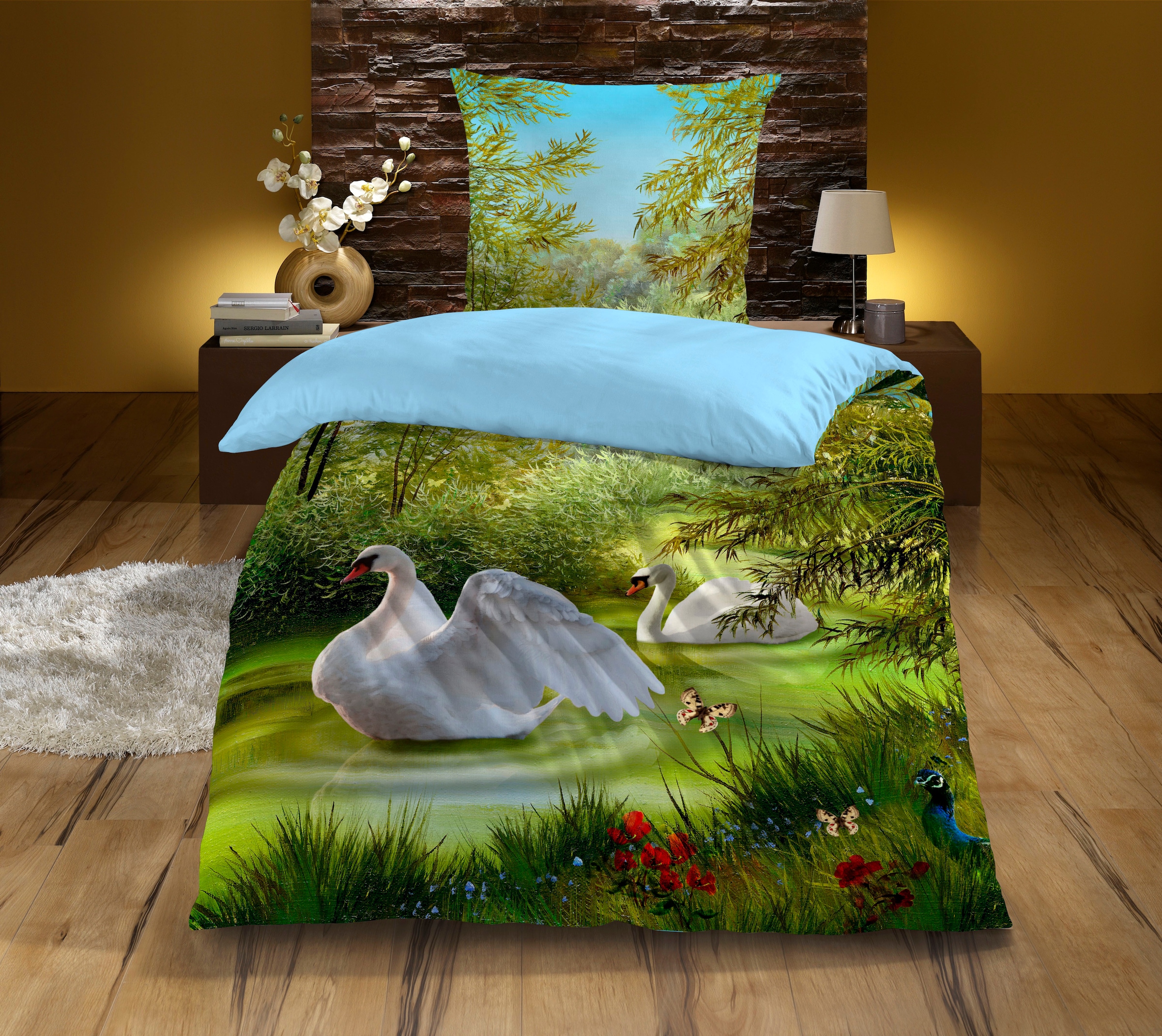 KiNZLER Bettwäsche "Schwan" 2 Stk. aus Baumwoll-Renforcé günstig online kaufen