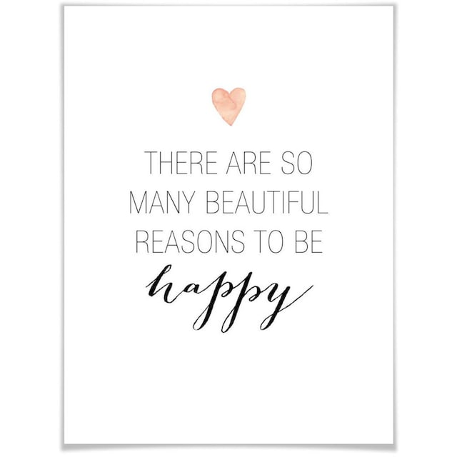 Wall-Art Poster »Be happy«, Schriftzug, (1 St.), Poster, Wandbild, Bild,  Wandposter kaufen | BAUR