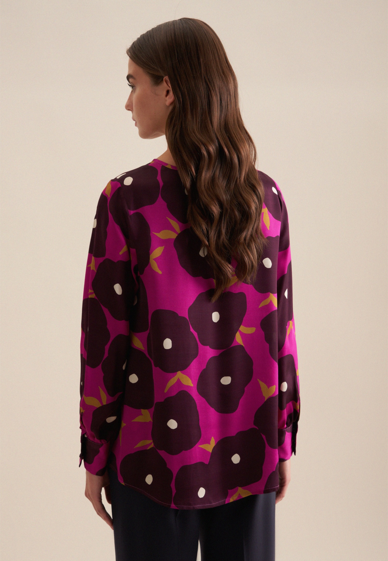 seidensticker Shirtbluse "Schwarze Rose" 1/1 Rundhals Druck günstig online kaufen