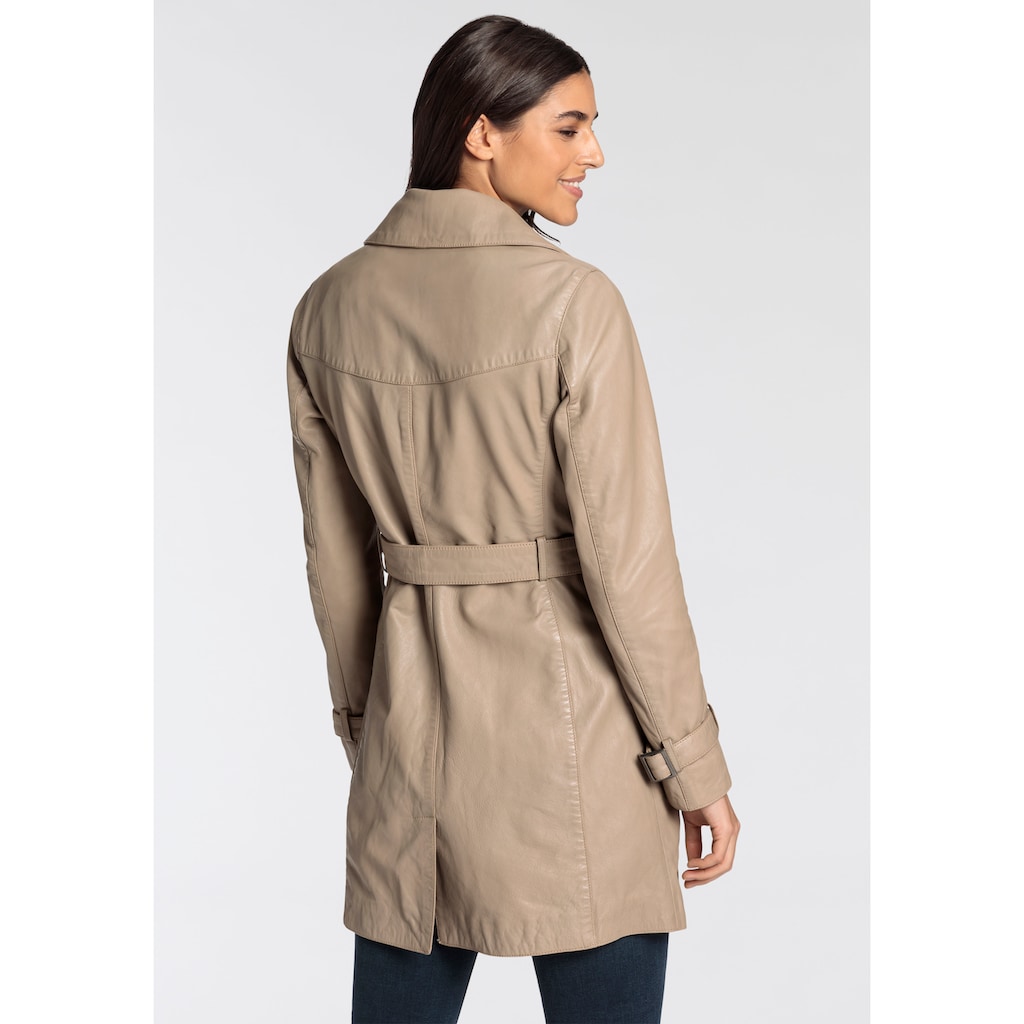 Gipsy Ledermantel »Taresa«, (2 tlg., mit Bindegürtel), Leder-Trenchcoat mit Bindegürtel