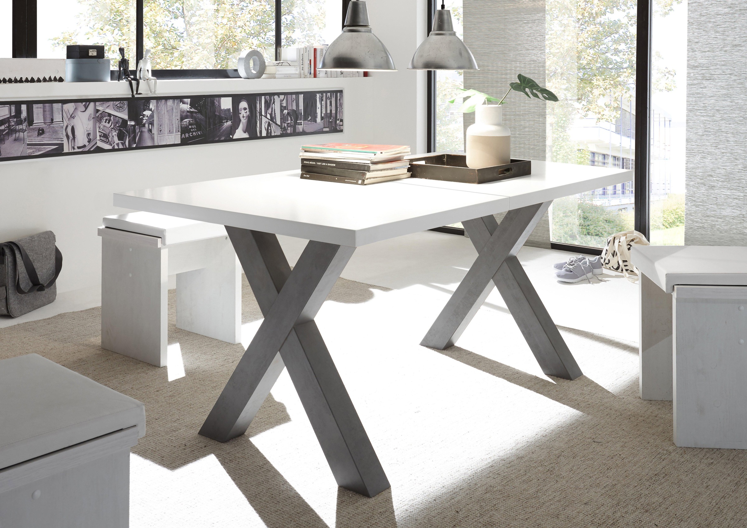 Mäusbacher Esstisch "Mister" mit Auszug (160-210 cm), Gestell in X-Form