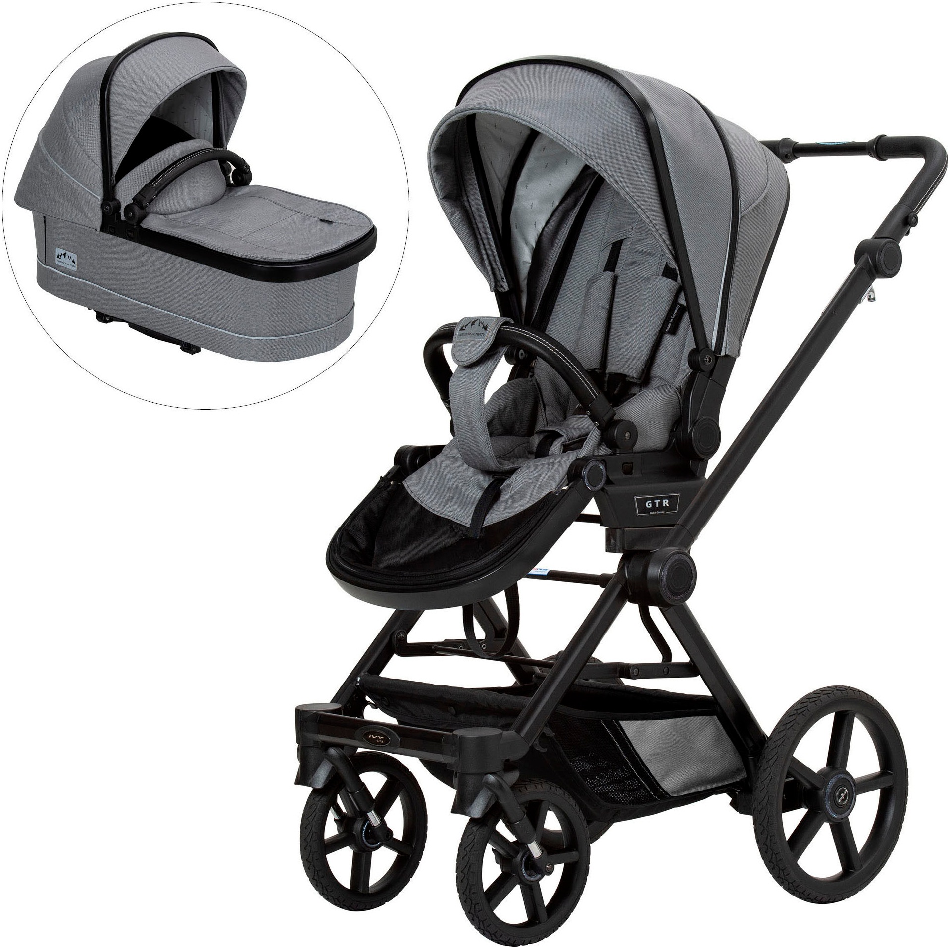 HARTAN Kinder Kombi-Kinderwagen "Ivy GTR Outdoor mit Falttasche", grau, Aluminium, Kinderwagen, Made in Germany