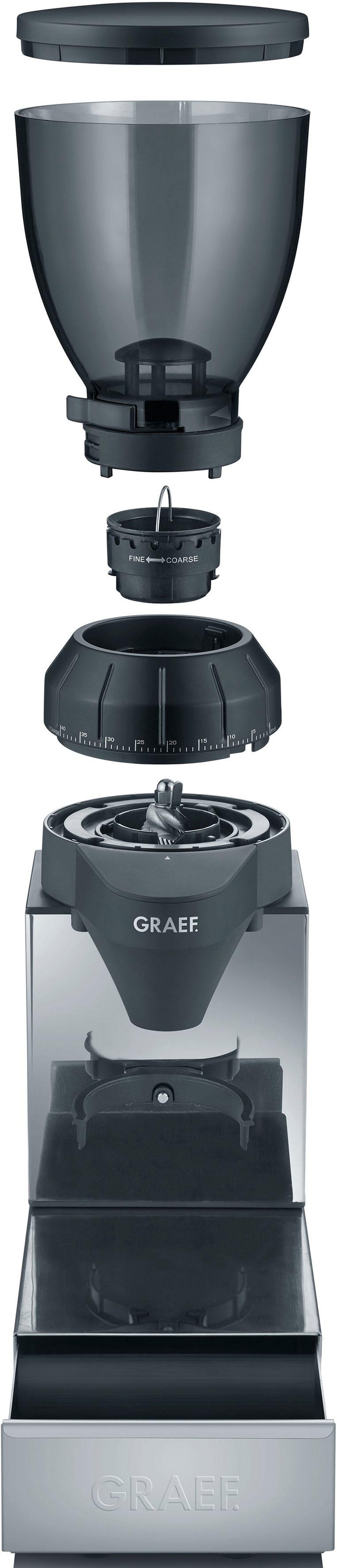 Graef Kaffeemühle »CM 850«, 120 W, Kegelmahlwerk, 350 g Bohnenbehälter, mit integrierter Ausklopfschublade, Edelstahl