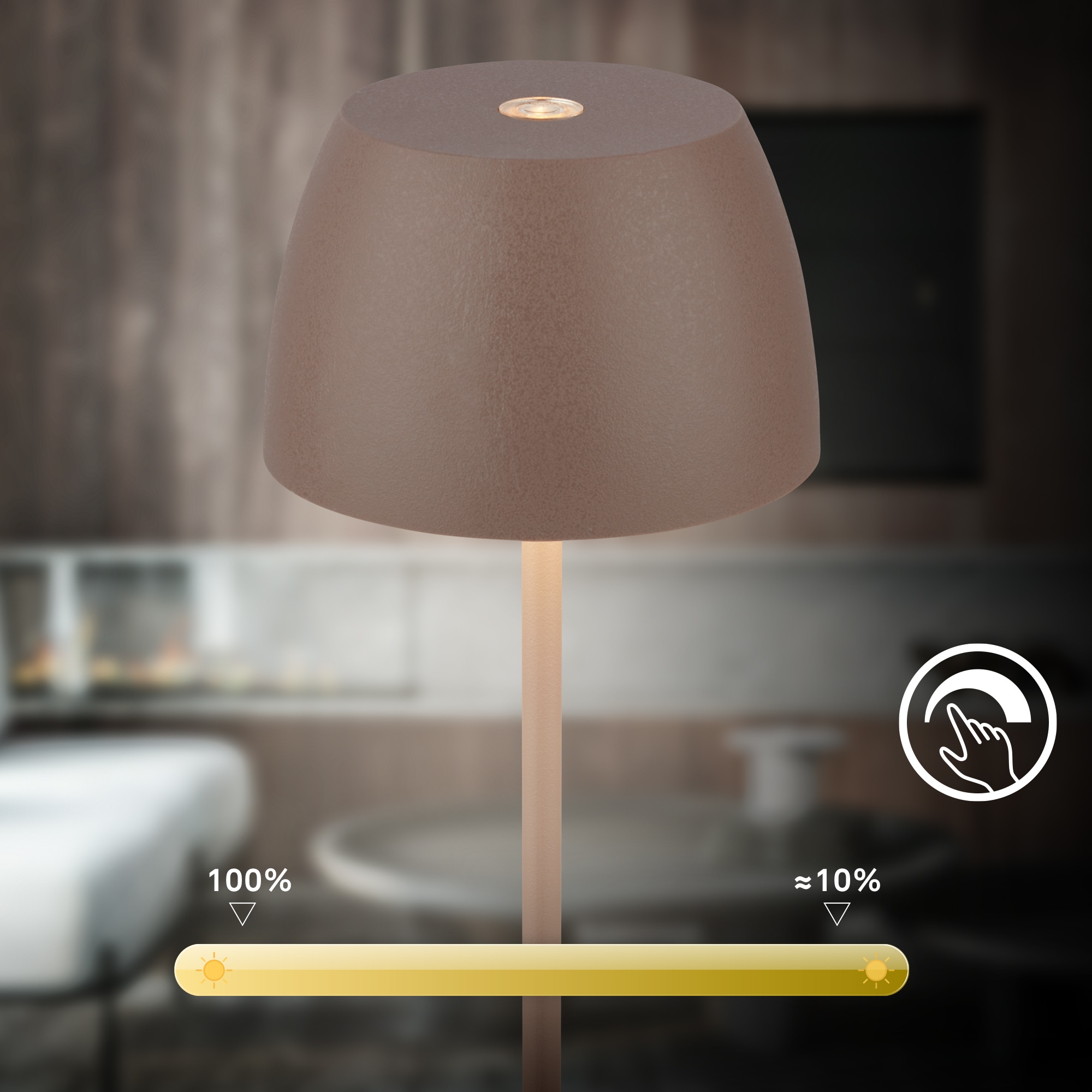 Briloner Leuchten LED Außen-Tischleuchte »SERINA MINI« LED-Modul 2 Stk. Warmweiß kabellos 20 x 8 cm Umbrasand 2,5W Wohnzimmer Schlafzimmer 2er-Set