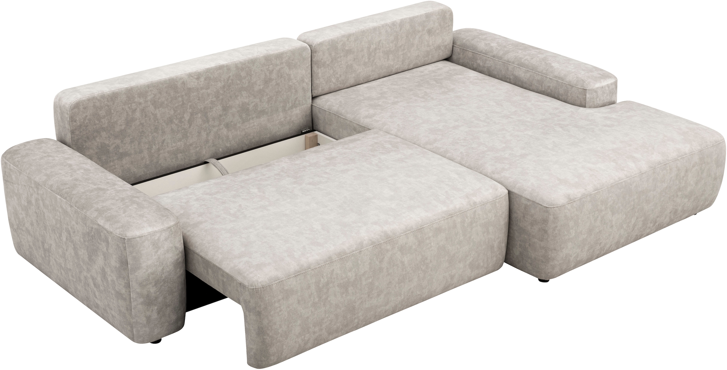 INOSIGN Ecksofa »TORGE (264cm), Schlafsofa in Cord, Samtvelours o Struktur fein, L-Form«, Schlaffunktion, Bettkasten, Liegefläche: 125/210 cm