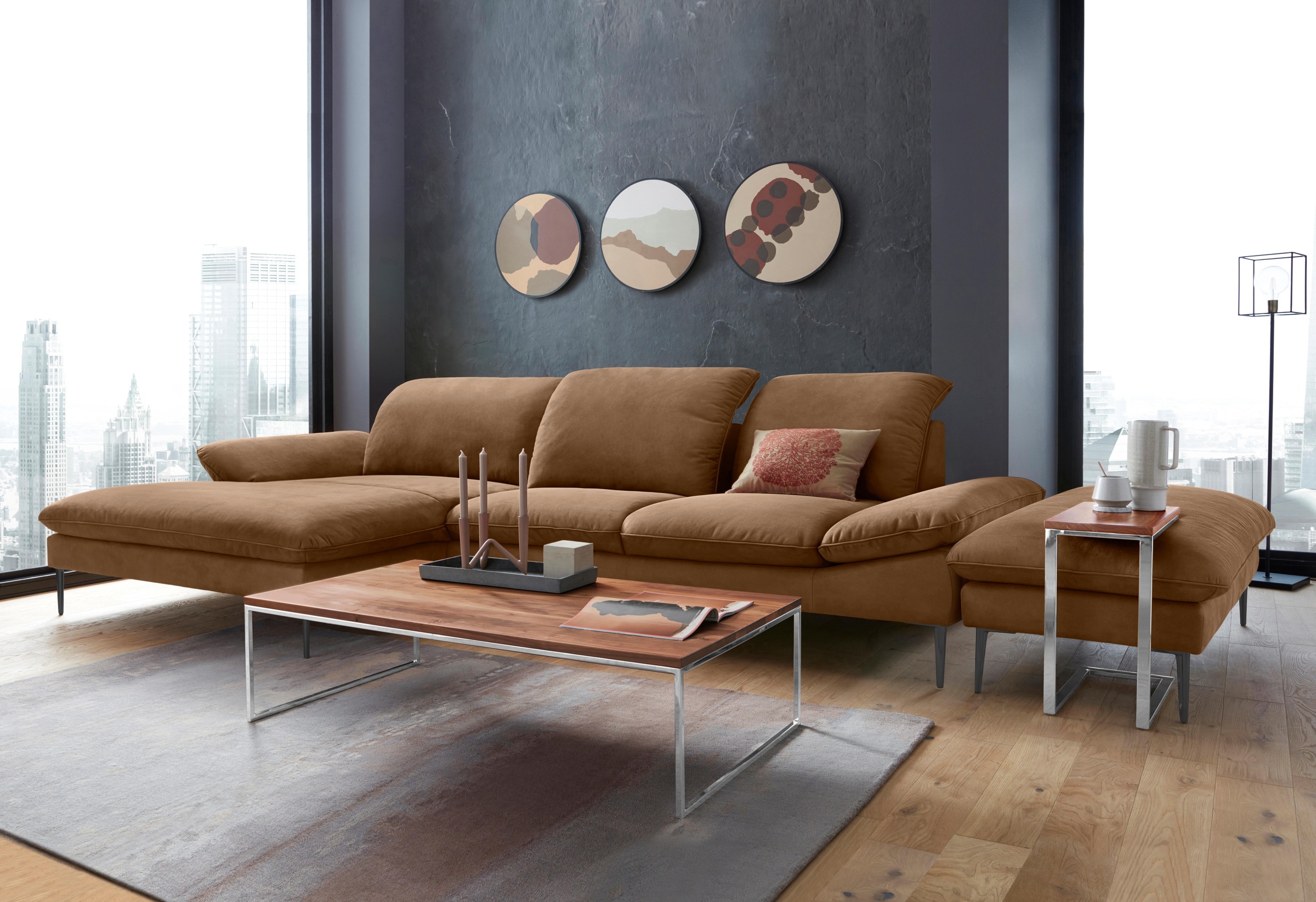 W.SCHILLIG Ecksofa »enjoy&MORE, Designsofa, bequem, zeitlos und elegant, L-Form«, Sitztiefenverstellung, Füße schwarz pulverbeschichtet, Breite 340 cm