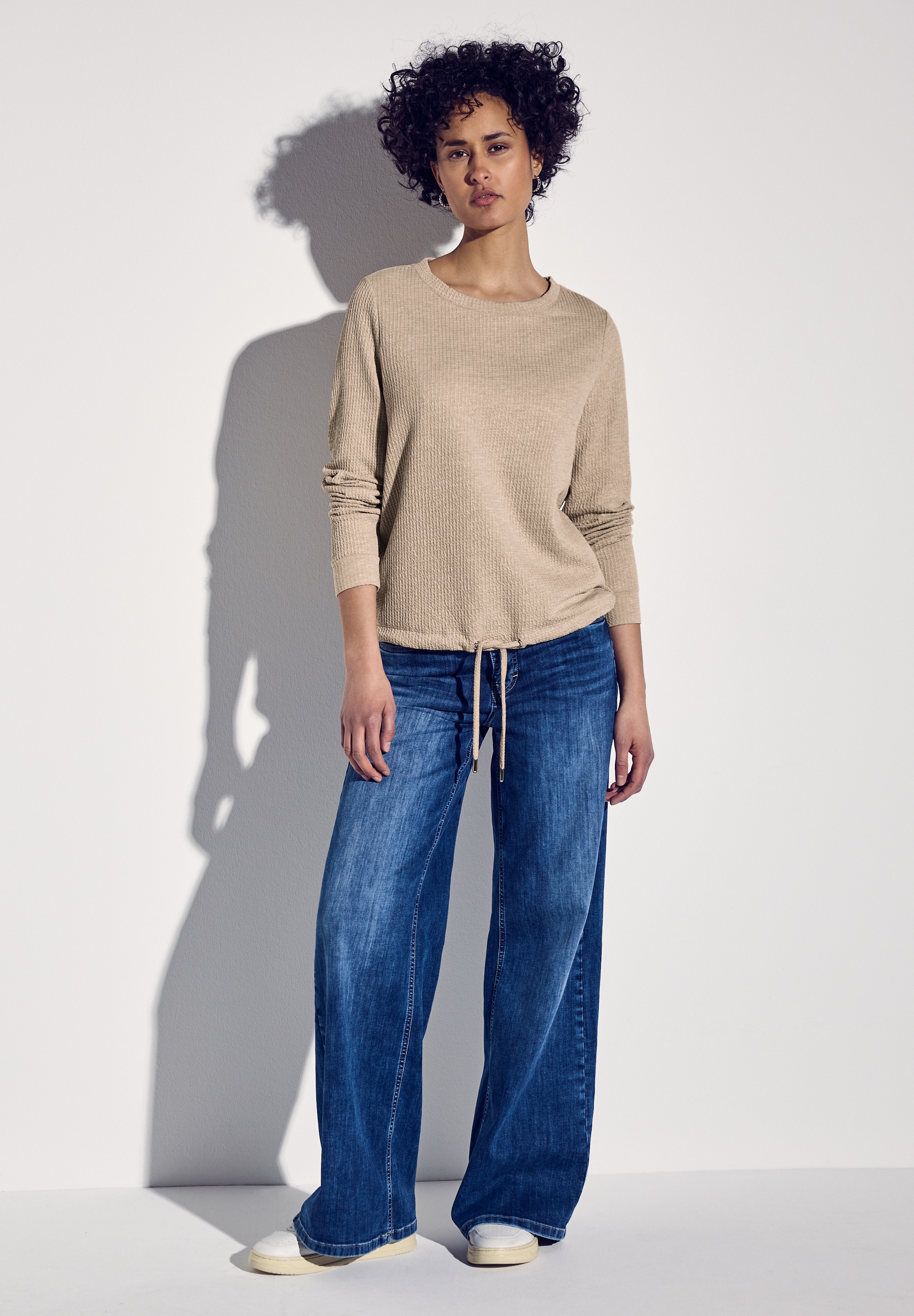 STREET ONE Langarmshirt, mit Elastiksaum und Tunnelzug