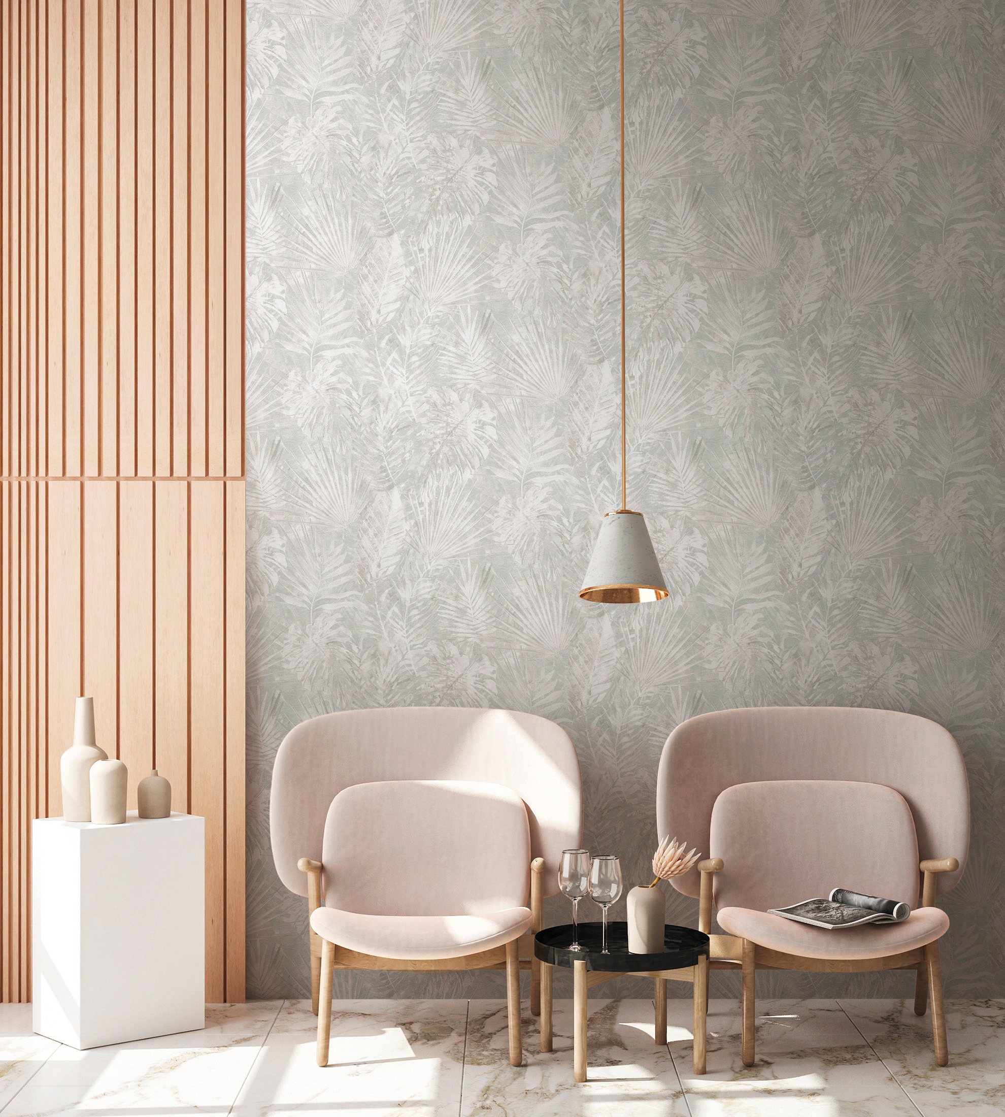 A.S. Création Vliestapete »Natural Living Dschungelblätter«, matt-gemustert-neutral, Dschungel Tapete Vlies Vlies Wand Tapeten Wohnzimmer Schlafzimmer Flur