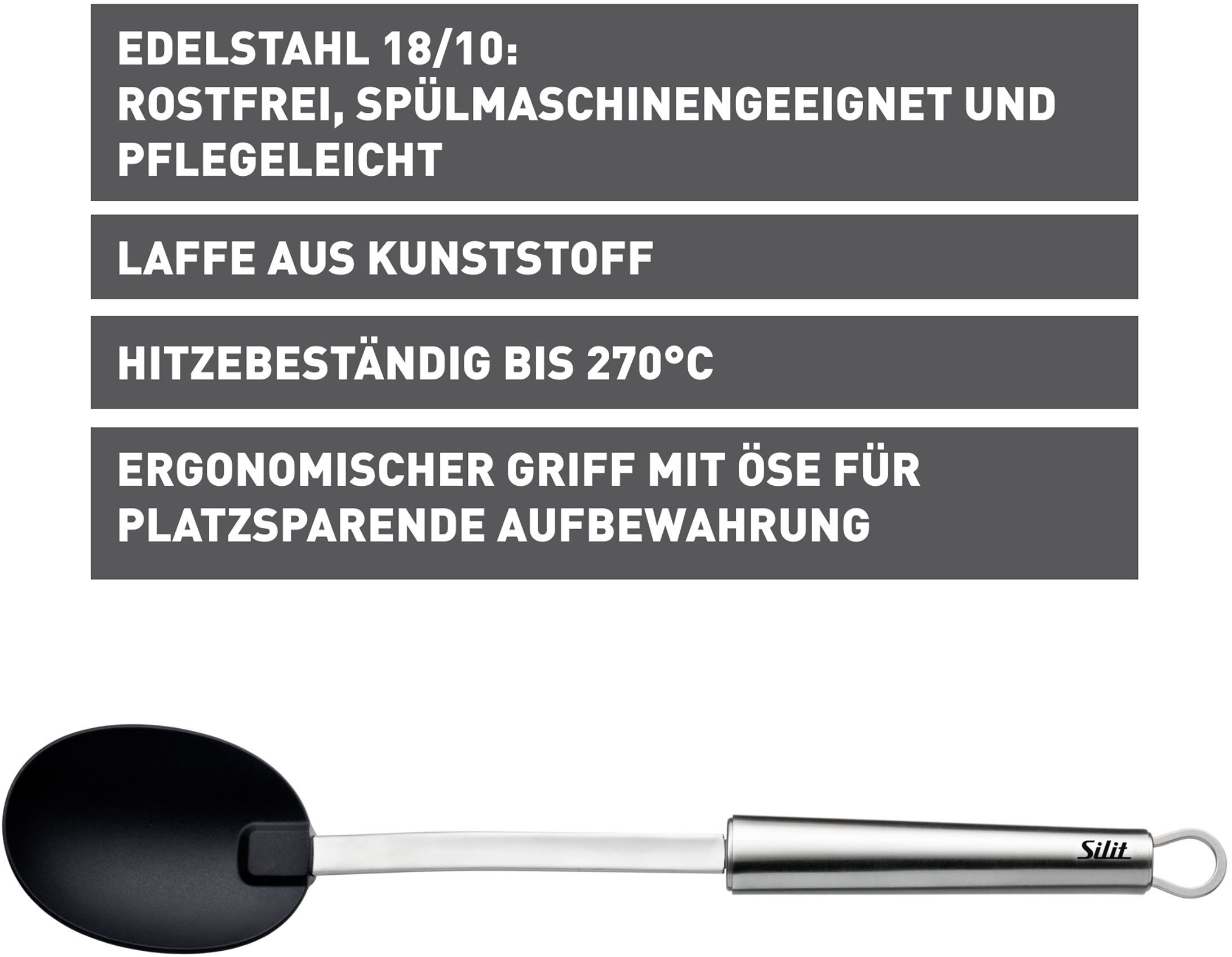 Silit Servierlöffel »Classic Line«, (1 tlg.), Servierlöffel 34 cm, hohe Qualität, ideal für Antihaft-Kochgeschirr