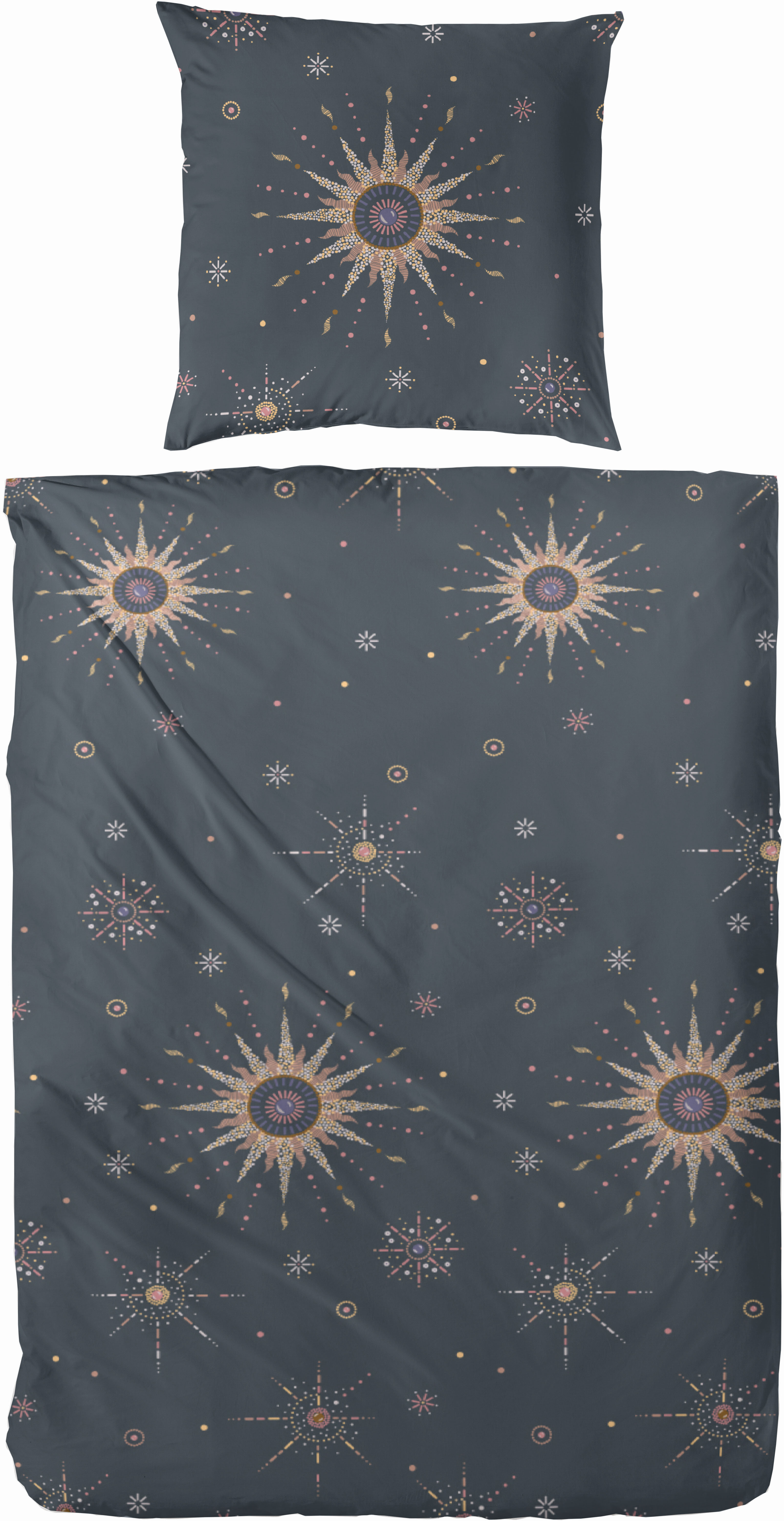 Primera Bettwäsche "Mako-Satin Bettwäsche "Ancient Moon"" 2 Stk. Mit modernen Mondsymbolen