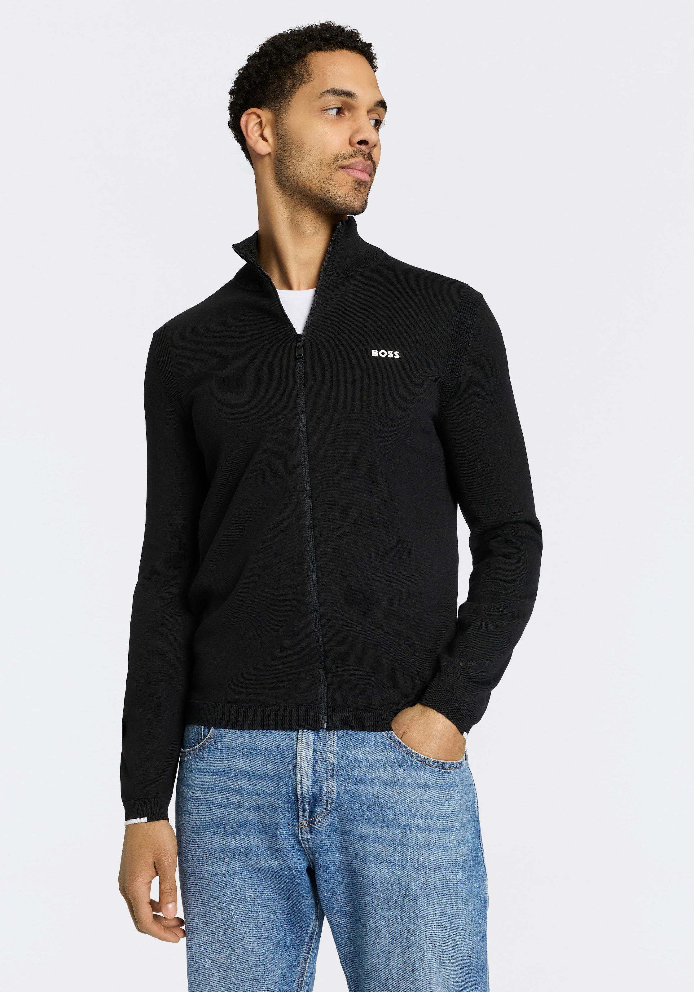 BOSS GREEN Strickjacke "Ever-X" mit Stehkragen, regular fit günstig online kaufen