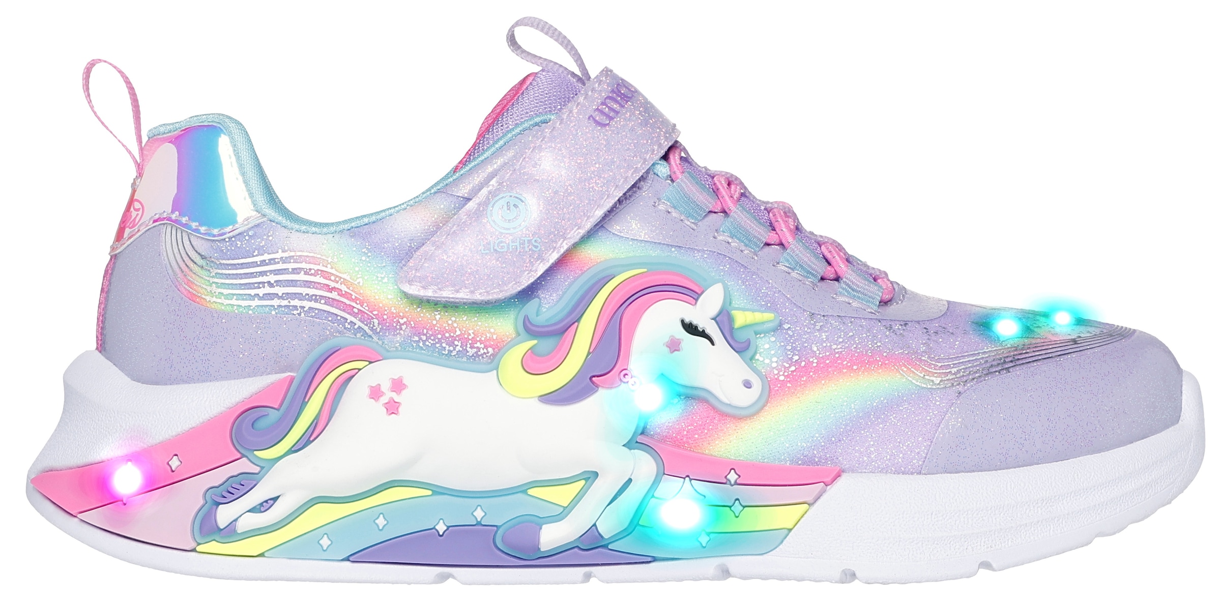 Skechers Kids Sneaker »UNICORN CHASER«, Blinkschuh, LED Schuh, Klettschuh mit blinkendem Einhorn