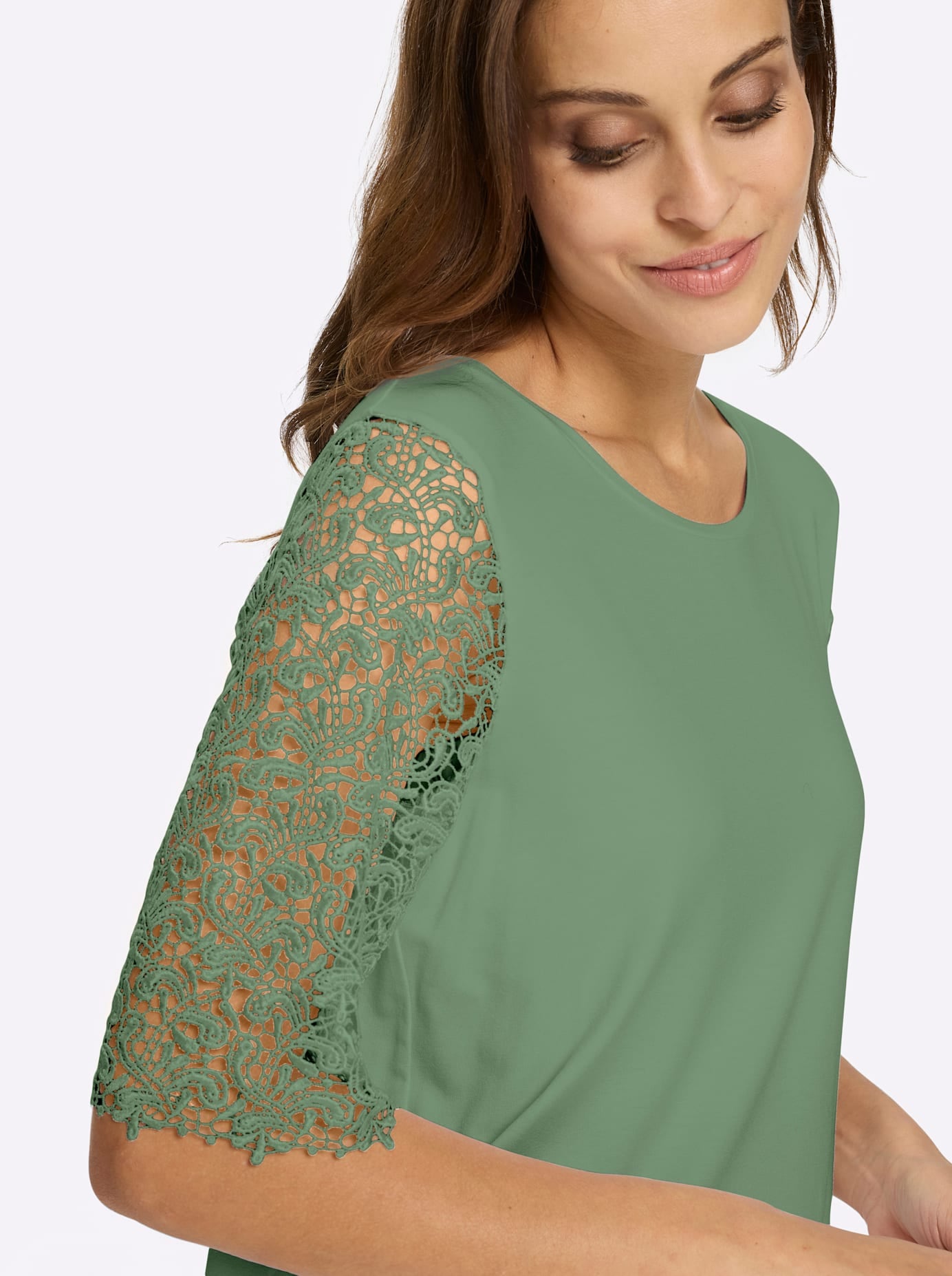Lady Rundhalsshirt »Spitzen-Shirt« 1 tlg.
