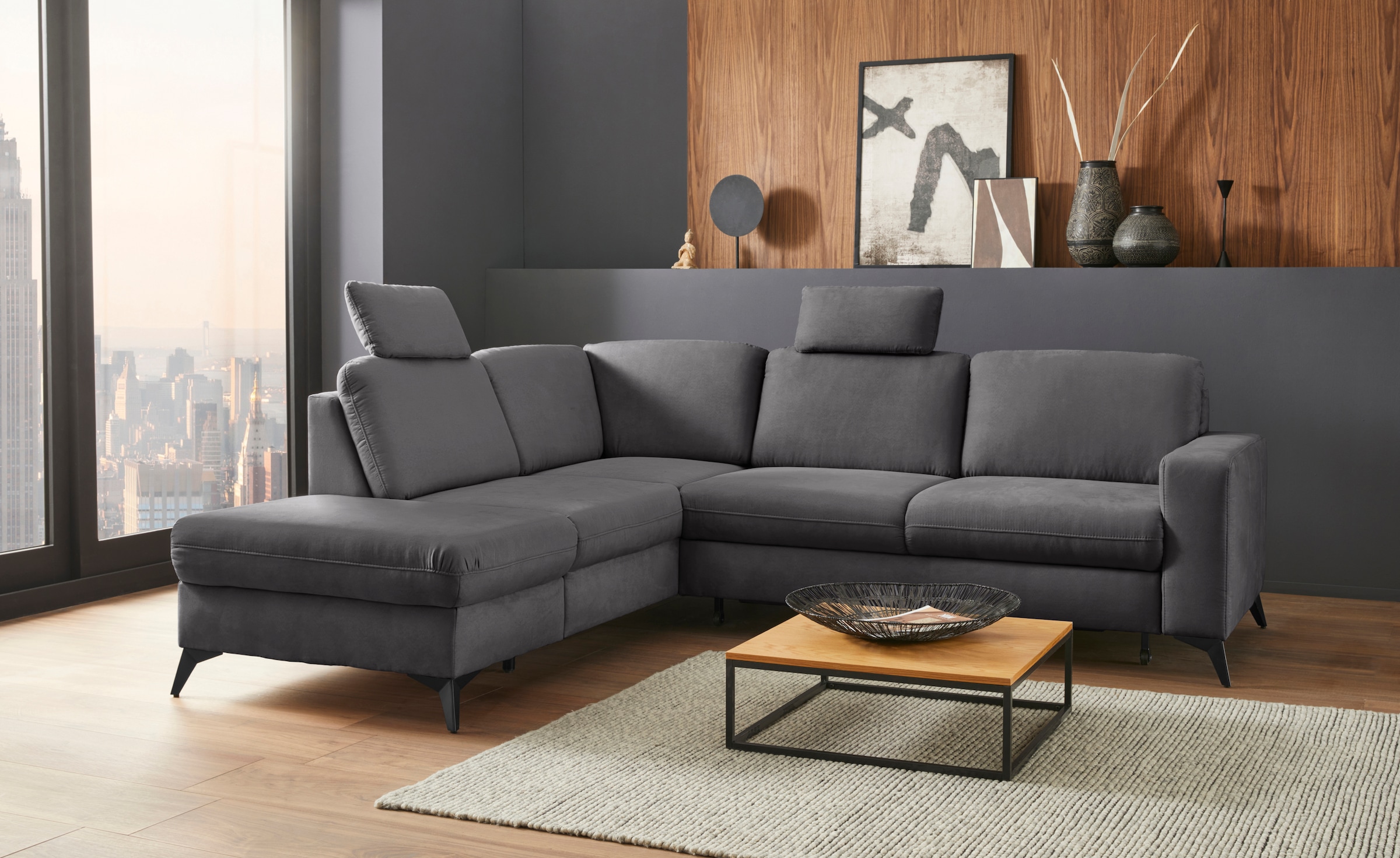 Home affaire Ecksofa "Lolland L-Form" Wahlweise mit Schlaffunktion und Stauraum, auch mit abwischbarem Bezug