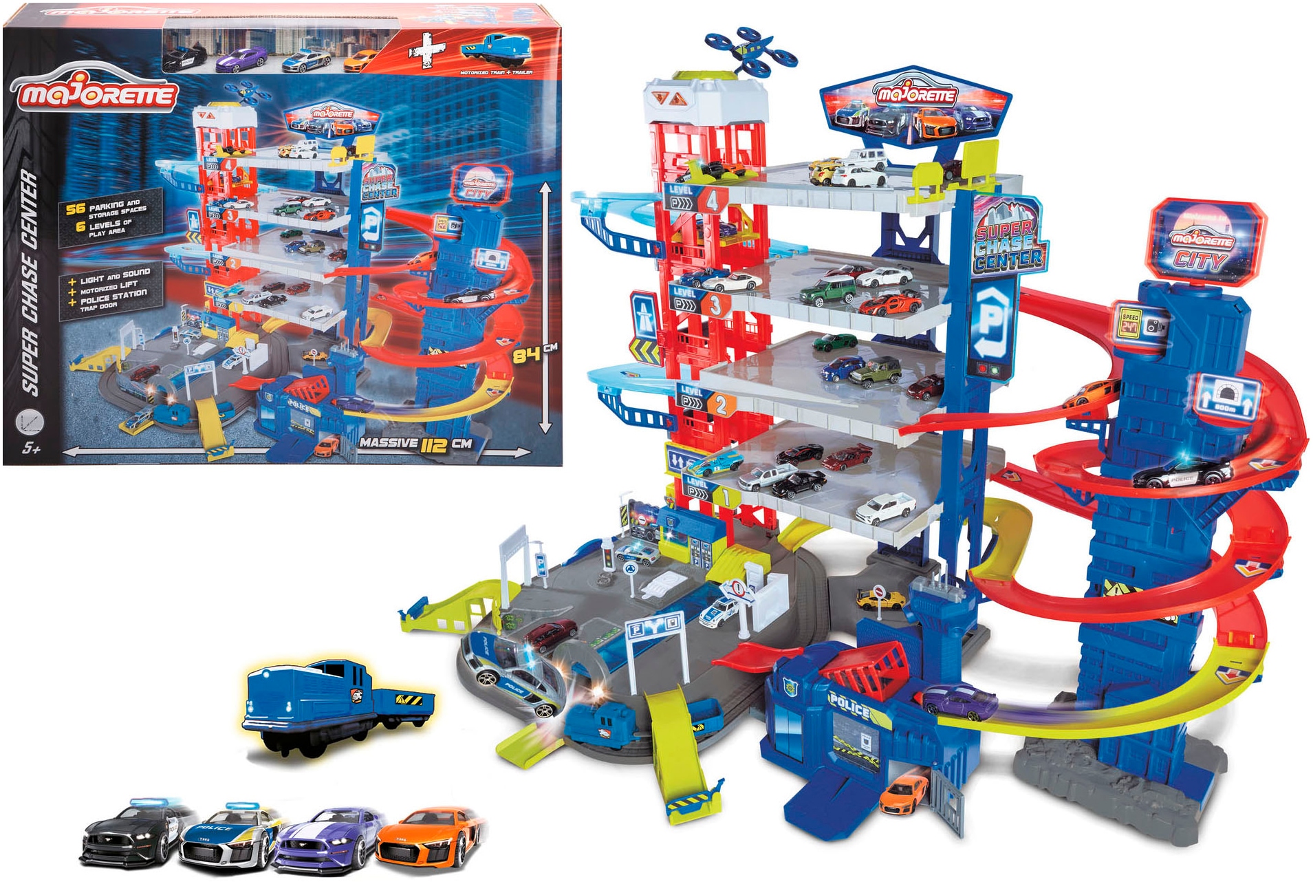 majORETTE Spiel-Parkgarage »Chase Center+5 vehicles«, mit Licht und Sound