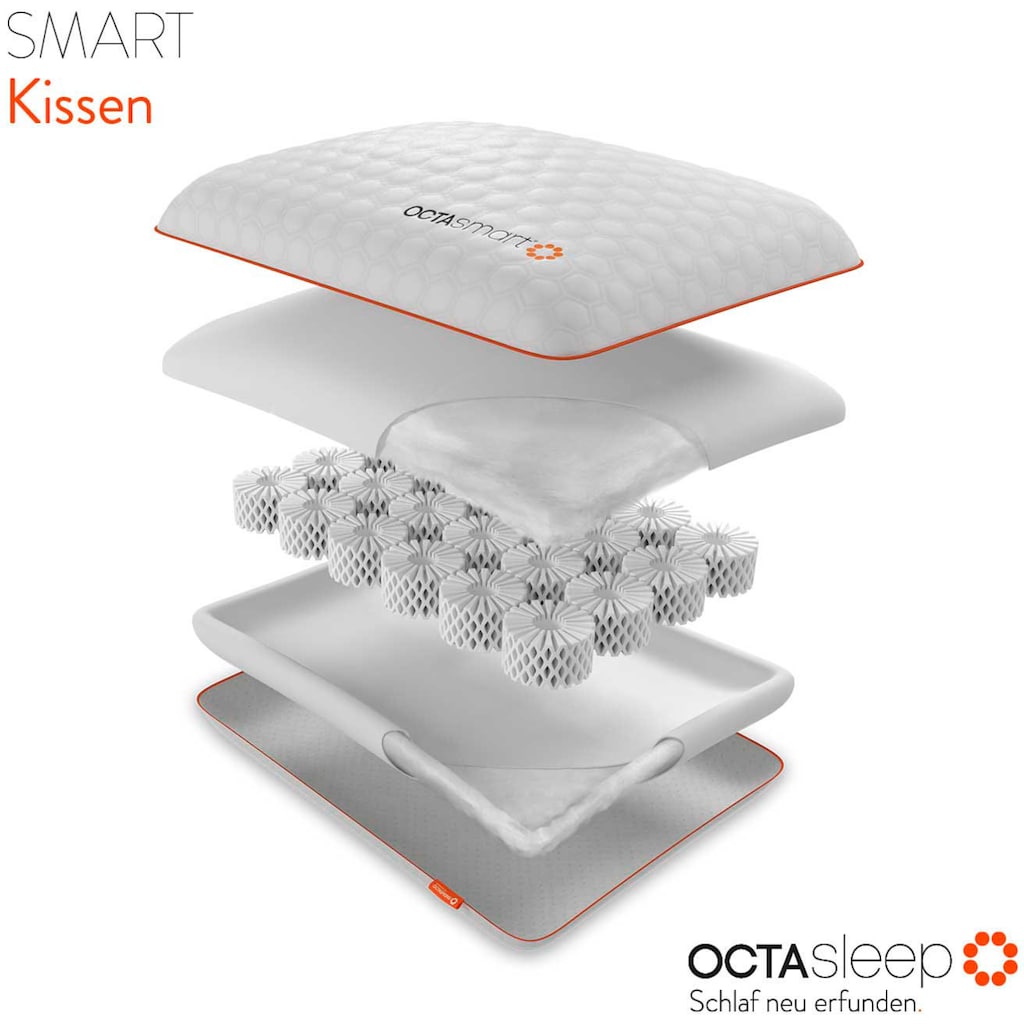 OCTAsleep Nackenstützkissen »Octasleep Smart Pillow«, Füllung: 100% Polyester, Bezug: 99% Polyester, 1% Elasthan, (1 St.)