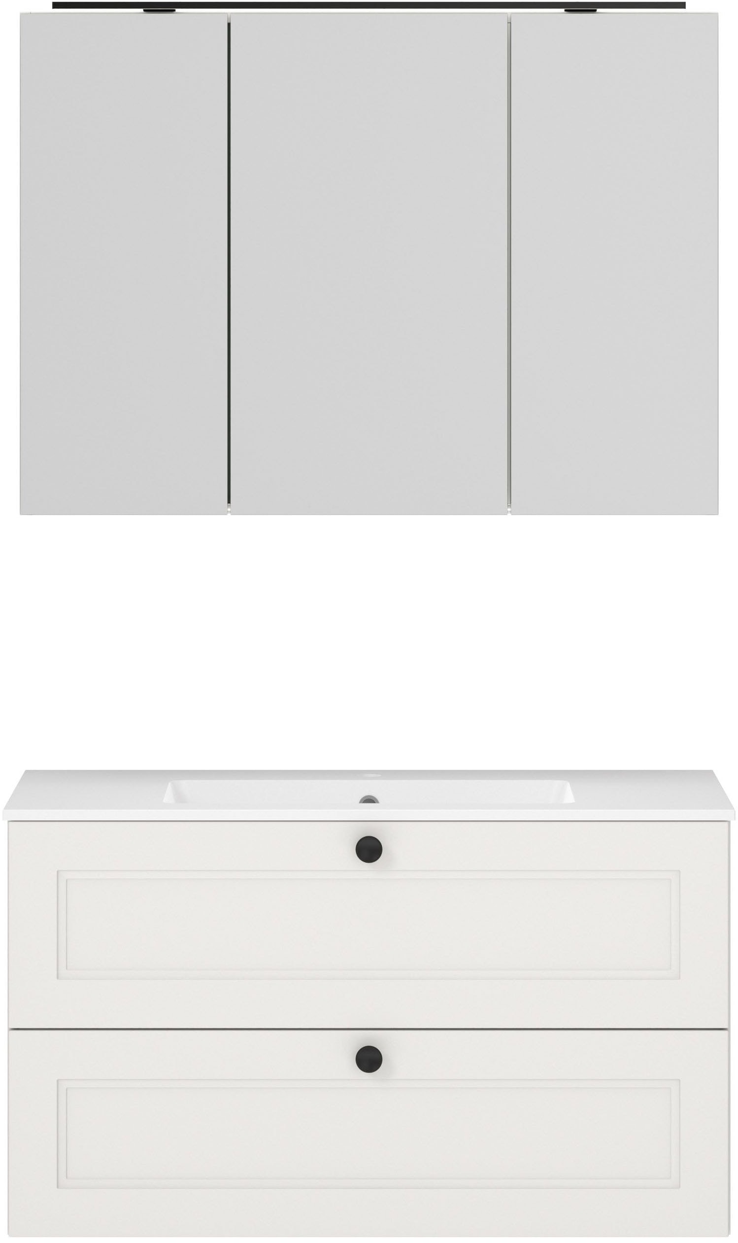 nobilia "Cascada" Set, mit Waschbecken, inkl. Spiegelschrank mit Beleuchtung, 2 Stk. tlg.
