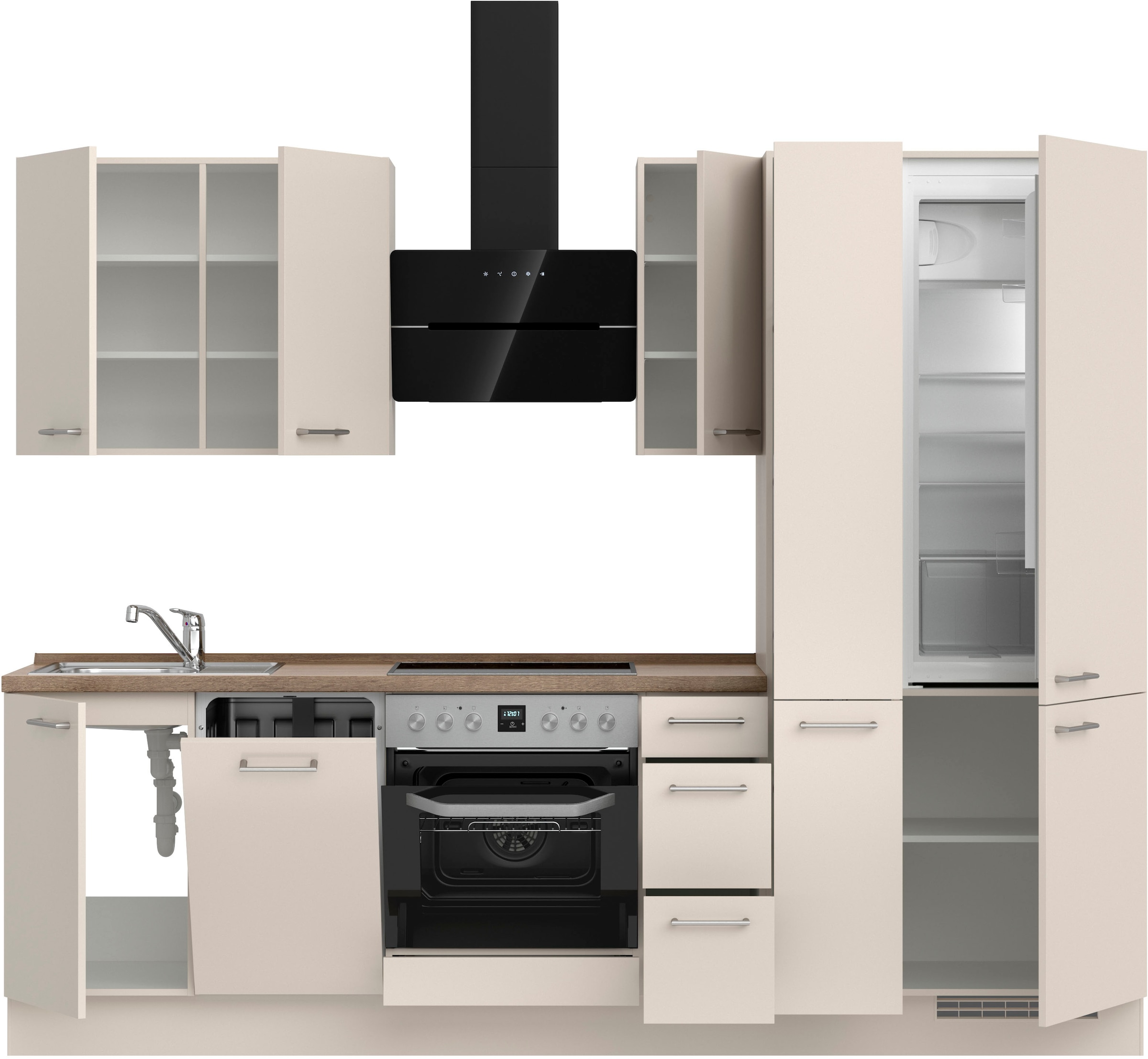 nobilia® Küchenzeile »"Laser II"«, vormontiert, Ausrichtung wählbar, Breite 270 cm, wahlw. mit E-Geräten