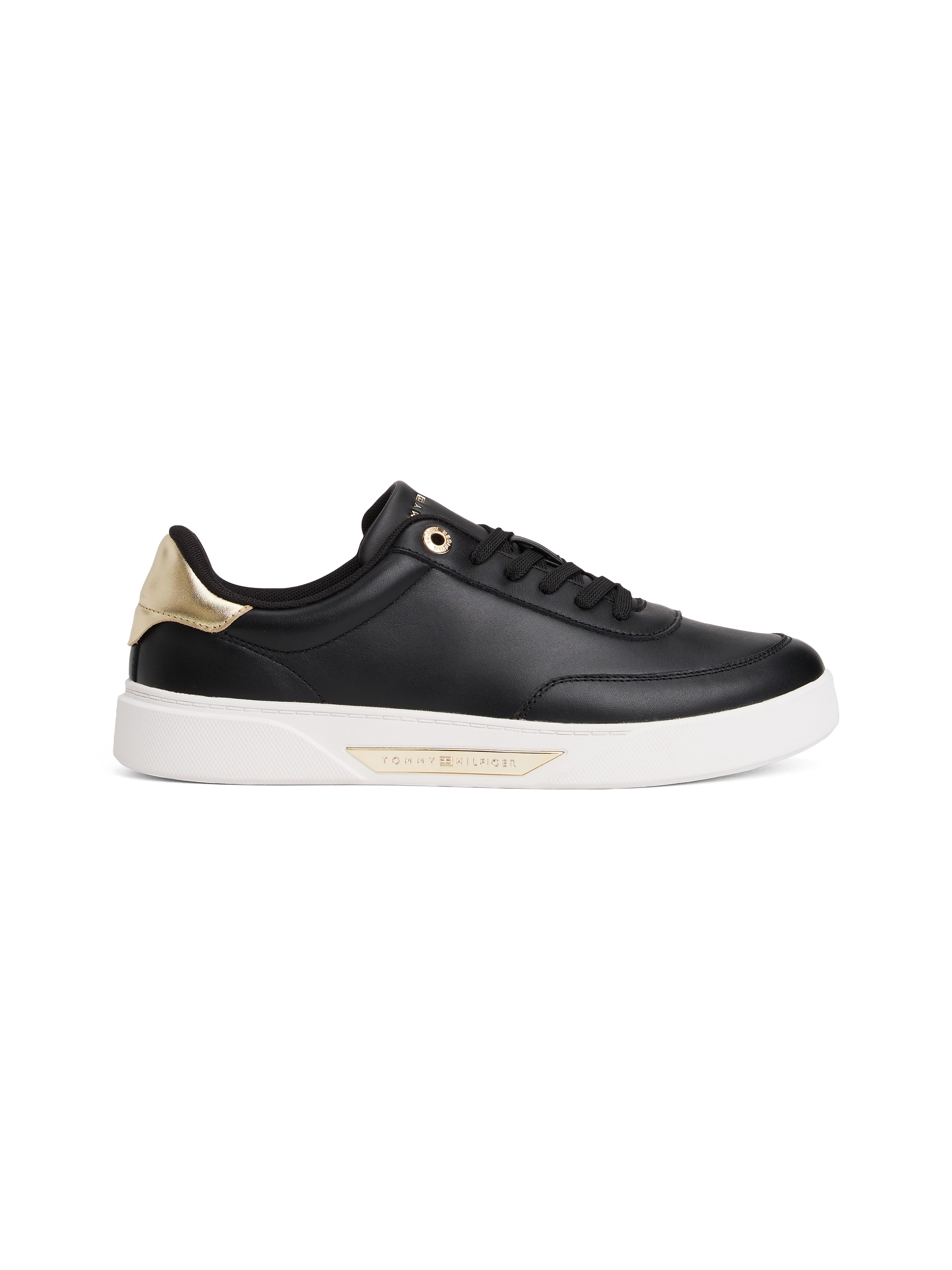 Tommy Hilfiger Plateausneaker »ESSENTIAL CHIC COURT SNEAKER«, Freizeitschuh, Halbschuh, Schnürer, goldfarbenen Details im Plateau