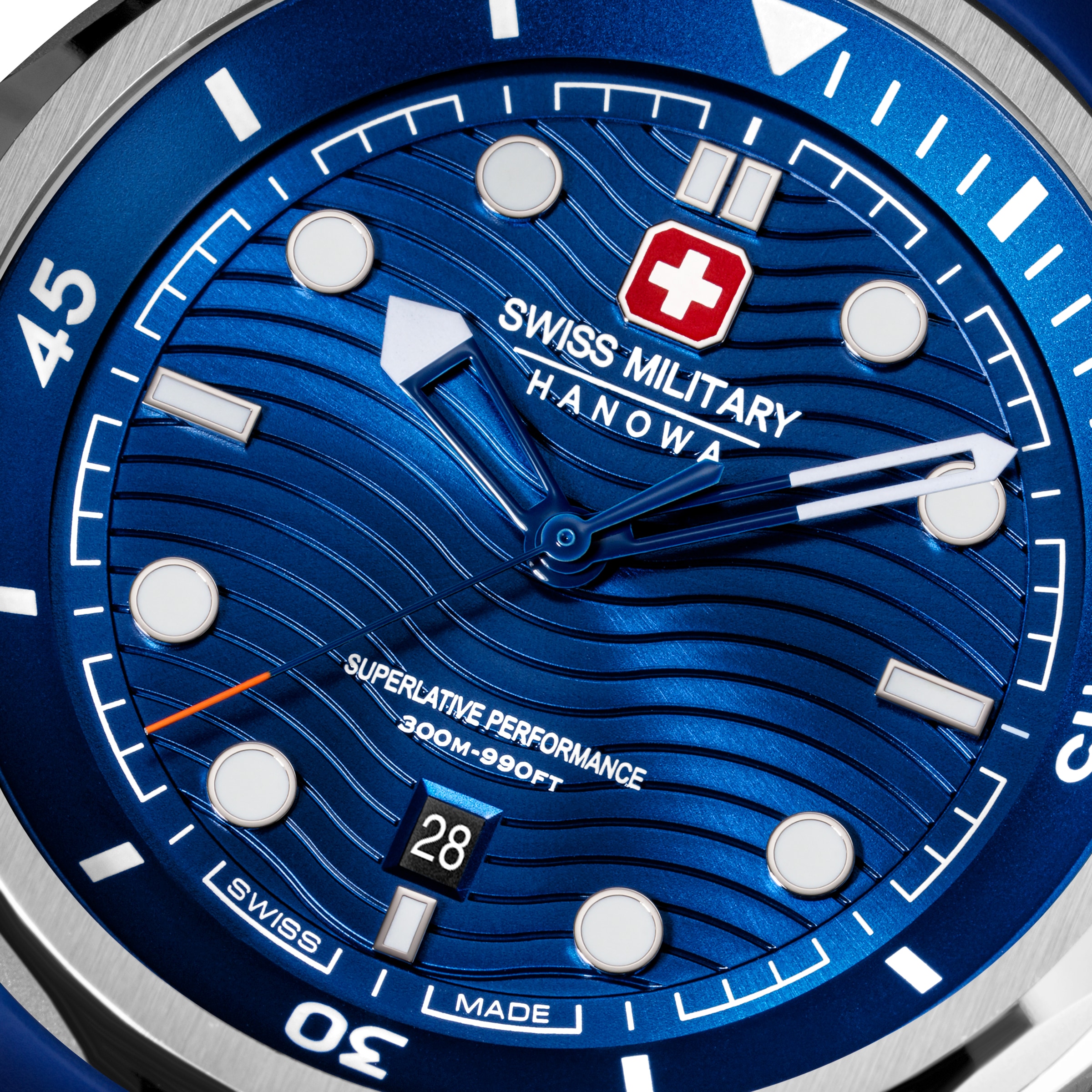 Swiss Military Hanowa Quarzuhr »Breakwater« Armbanduhr, Herrenuhr, Swiss Made, Silikonarmband, analog, Tag