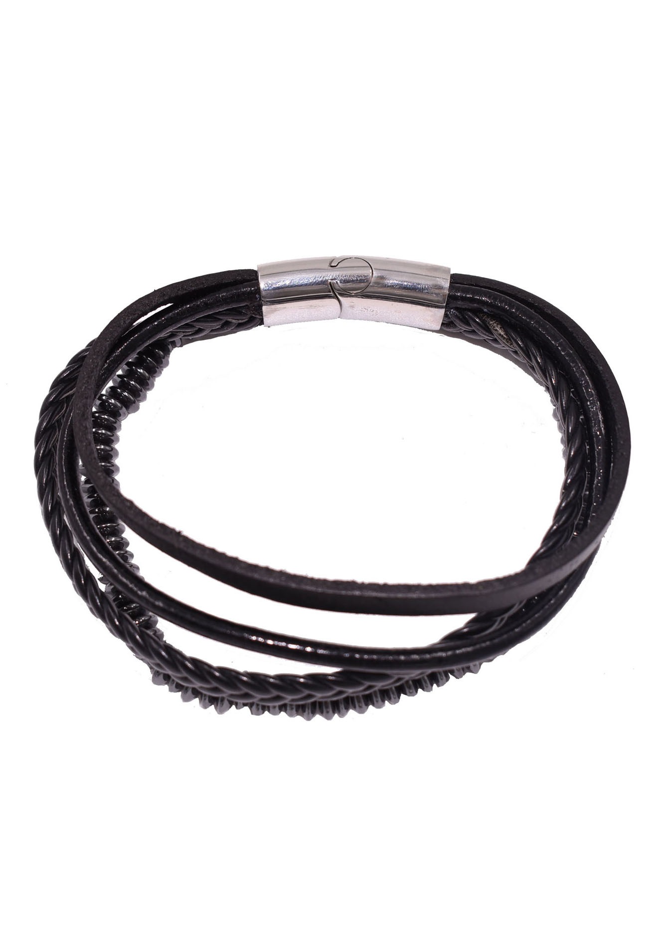 Bracelet en Cuir FIRETTI Noir 20cm 2