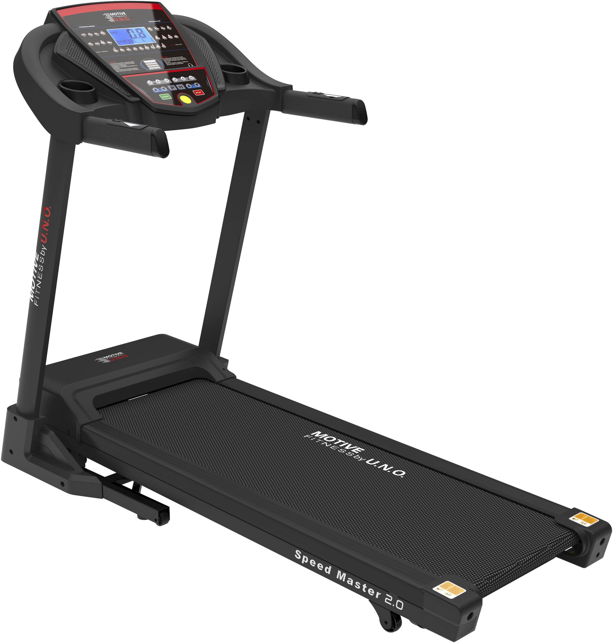 Laufband "Speedmaster 2.0", ohne Unterlegmatteschwarz, MOTIVE FITNESS BY U.N.O., Laufbänder, bis max. 16 km/h, klappbar, 120 kg max. Benutzergewicht