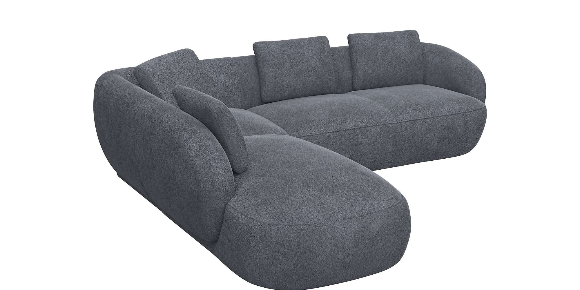FLEXLUX Ecksofa »Torino, rund, L-Form, Sofa-Ecke mit Ottomane«, Modernes, organisches Sofa-Design, Kaltschaum, Wellenunterfederung