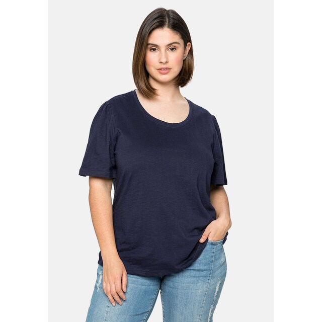 Black Friday Sheego T-Shirt »Große Größen«, mit kurzen Flügelärmeln, aus reiner  Baumwolle | BAUR